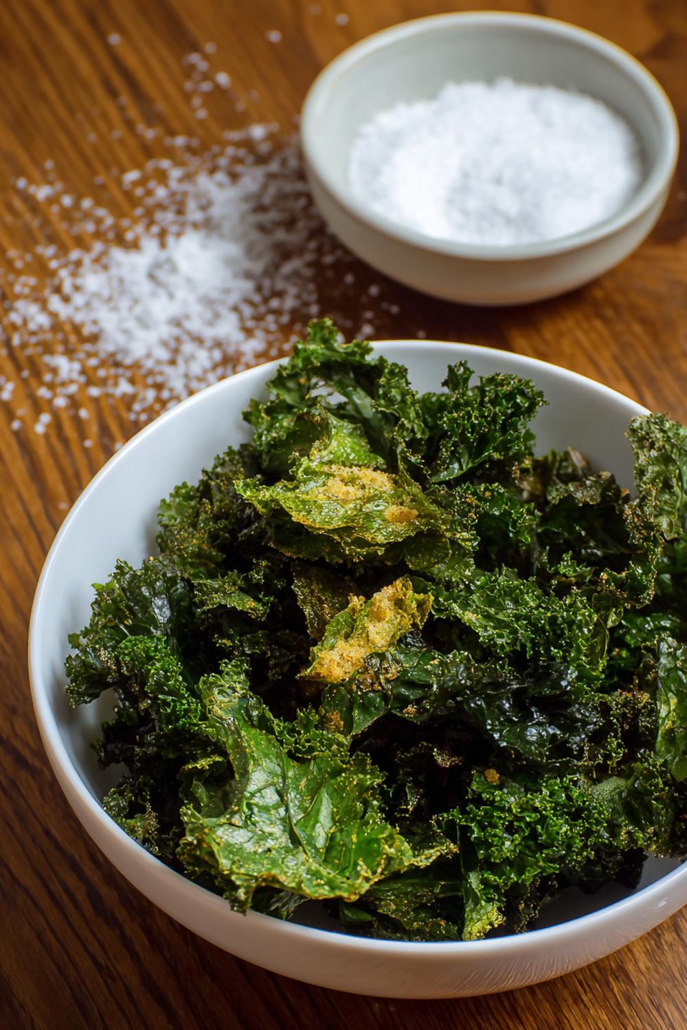 17. Air Fryer Kale Chip Snack with Olive Oil Mist and Nutritional Yeast Snow