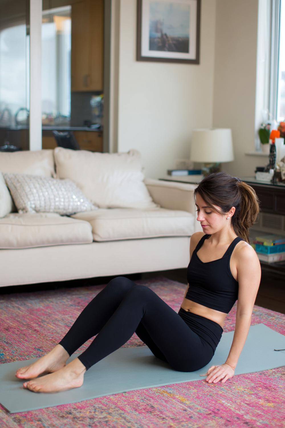 11. At Home Weight Loss Workouts: Pilates-Inspired Core and Glute Series with a Mat and Calm Breathing