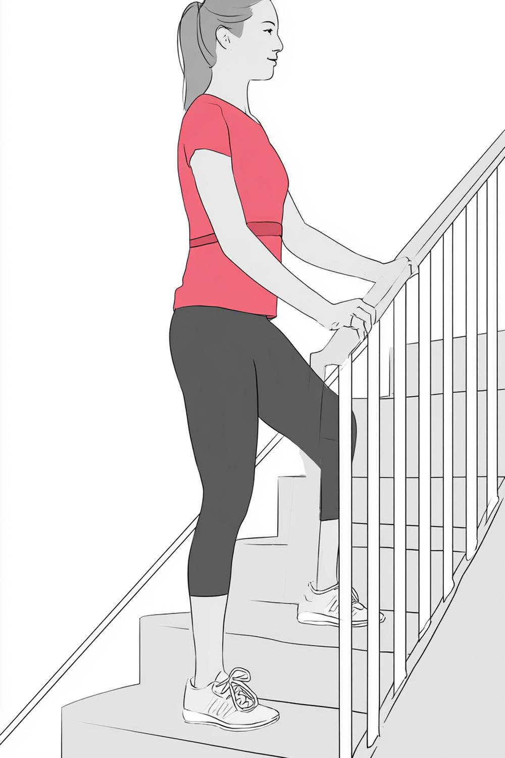 4. Beginner Weight Loss Workouts: Staircase Step-Ups With Handrail Support