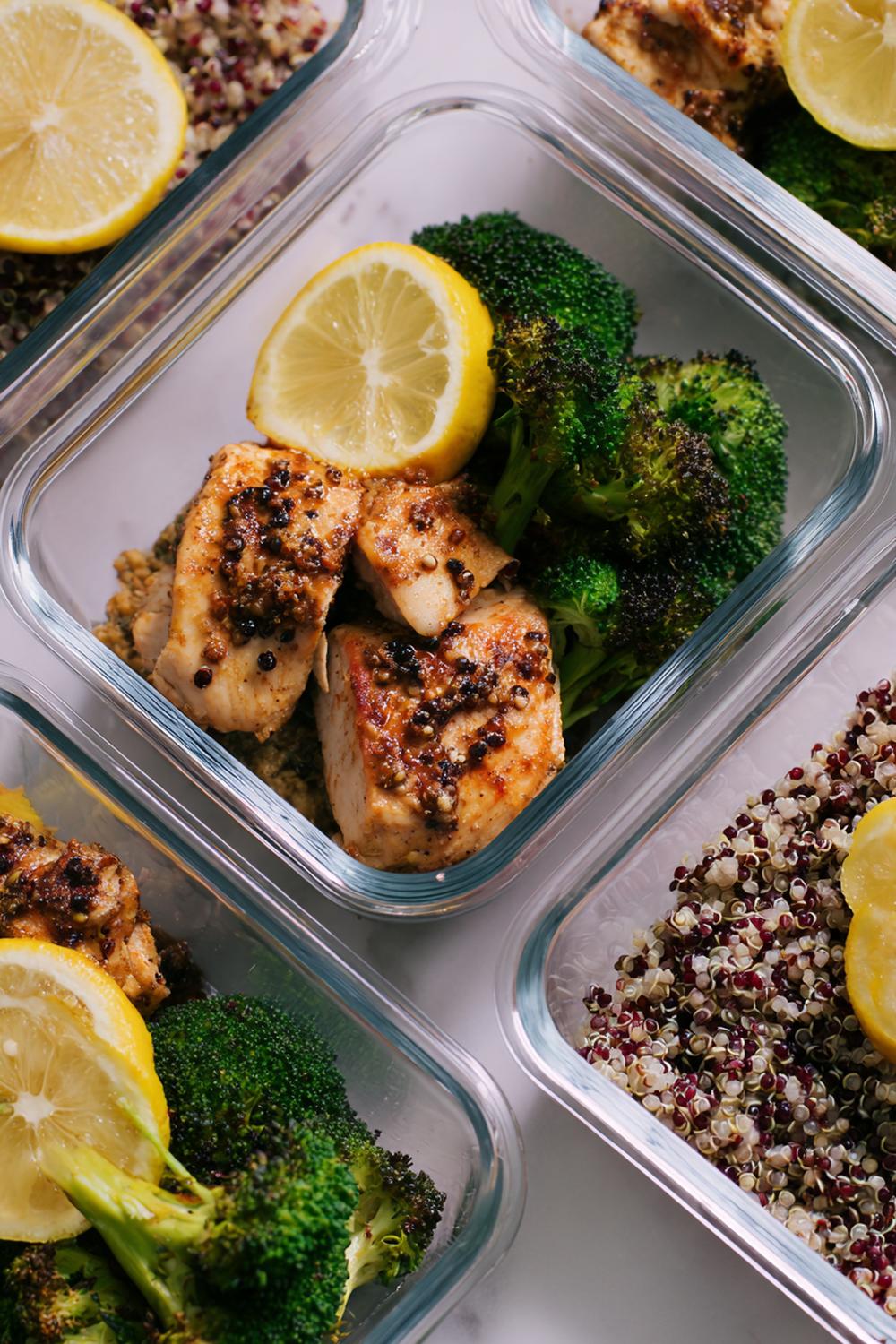 1. Lemon-Herb Chicken Meal Prep Bowls with Charred Broccoli and Quinoa