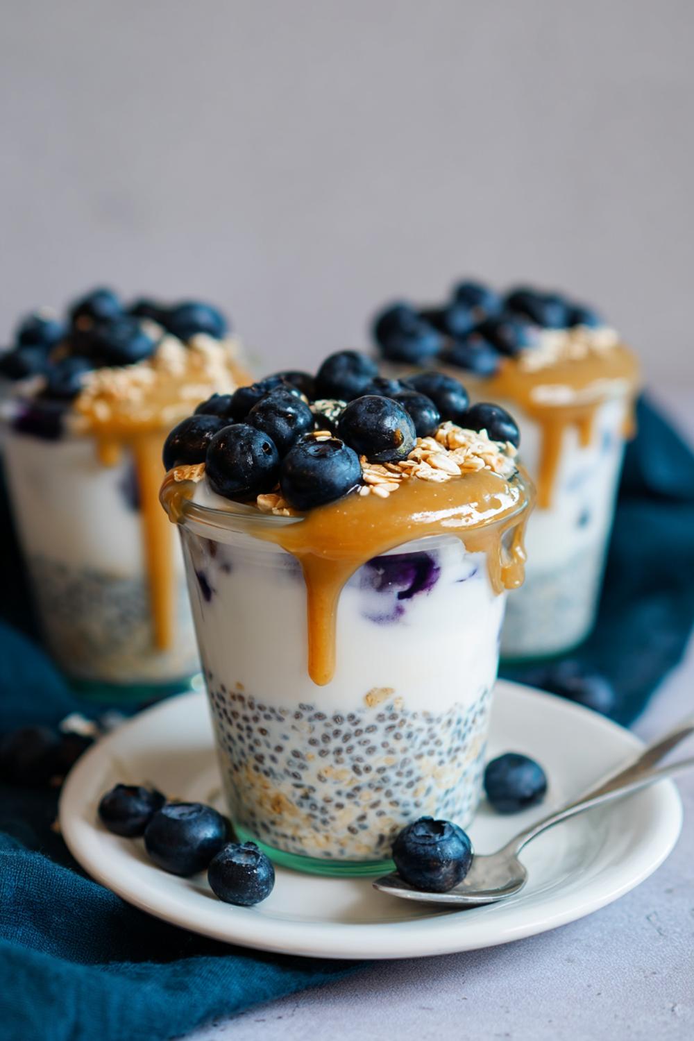 13. Overnight Oats Meal Prep with Skyr, Blueberries, and Chia Swirl
