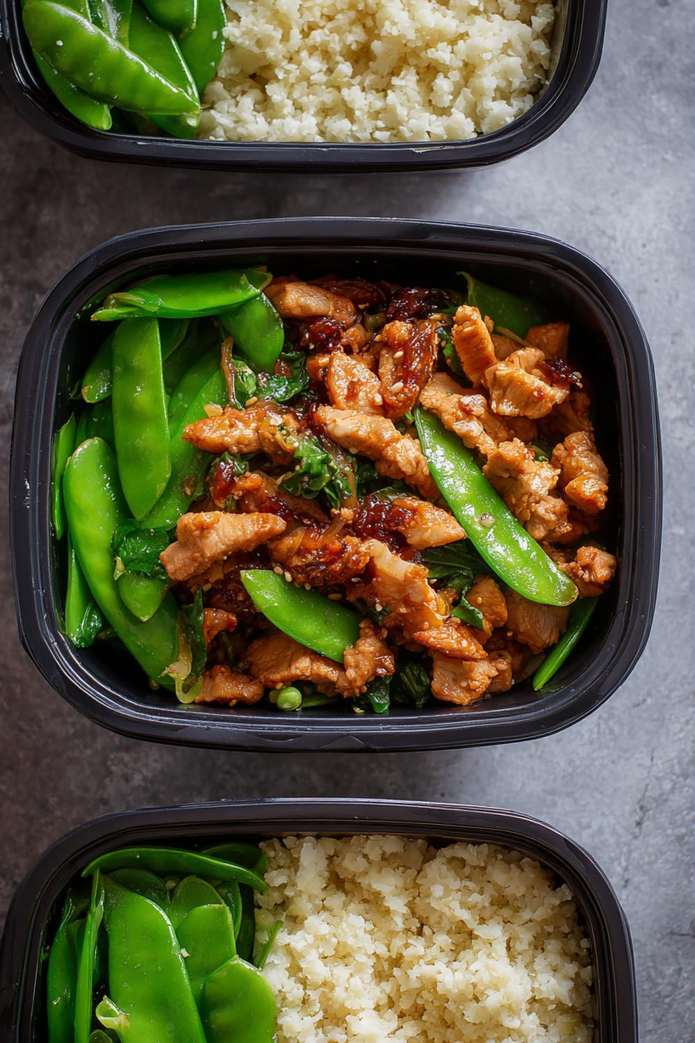 2. Teriyaki Turkey Meal Prep Stir-Fry with Snow Peas and Cauliflower Rice