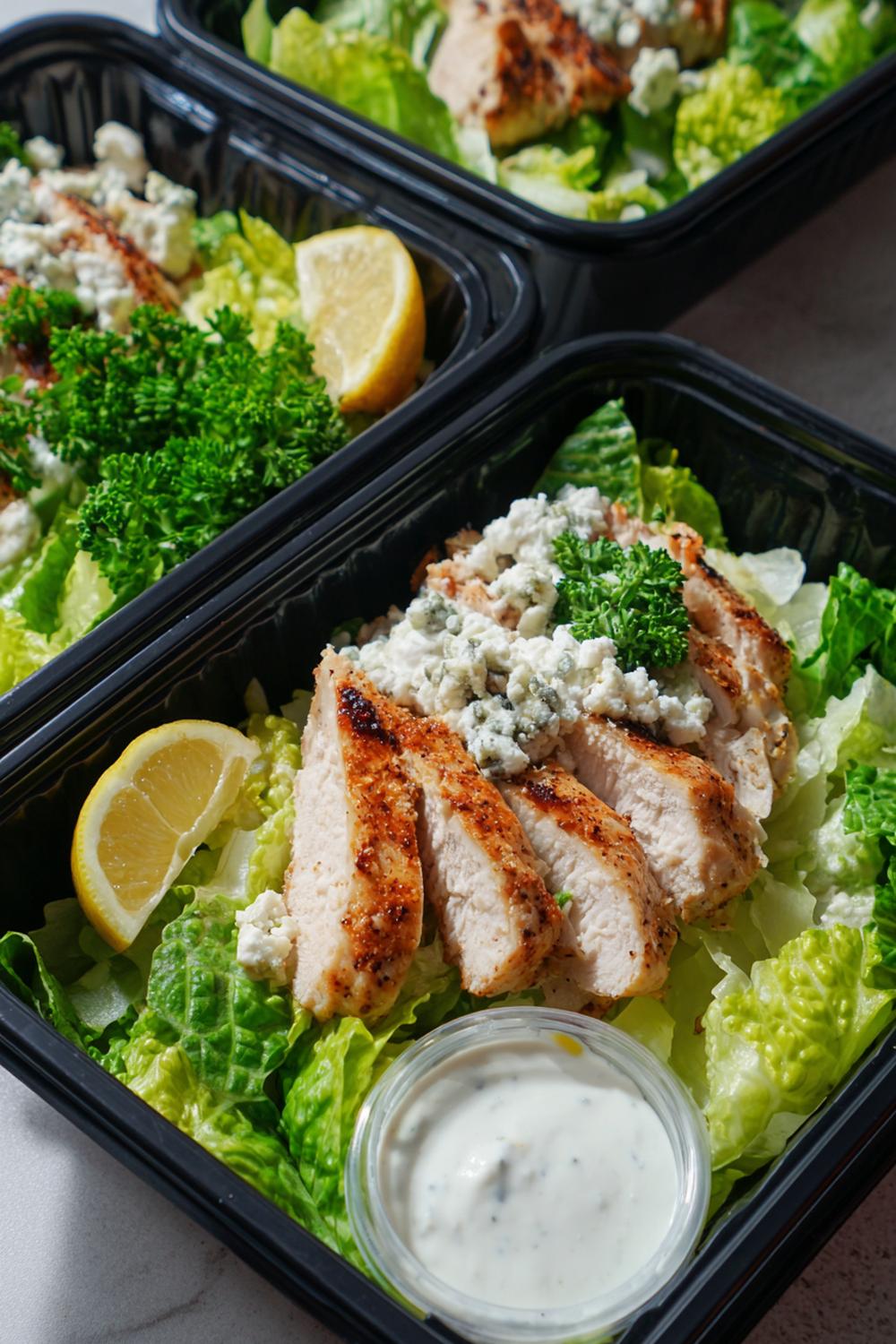 28. Chicken Caesar Meal Prep with Yogurt Dressing and Crunchy Romaine