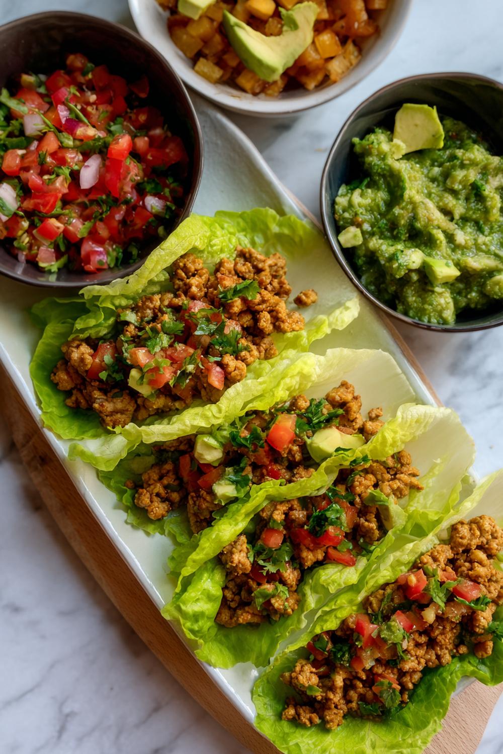 30. Taco Turkey Meal Prep with Lettuce Boats and Avocado Salsa Verde