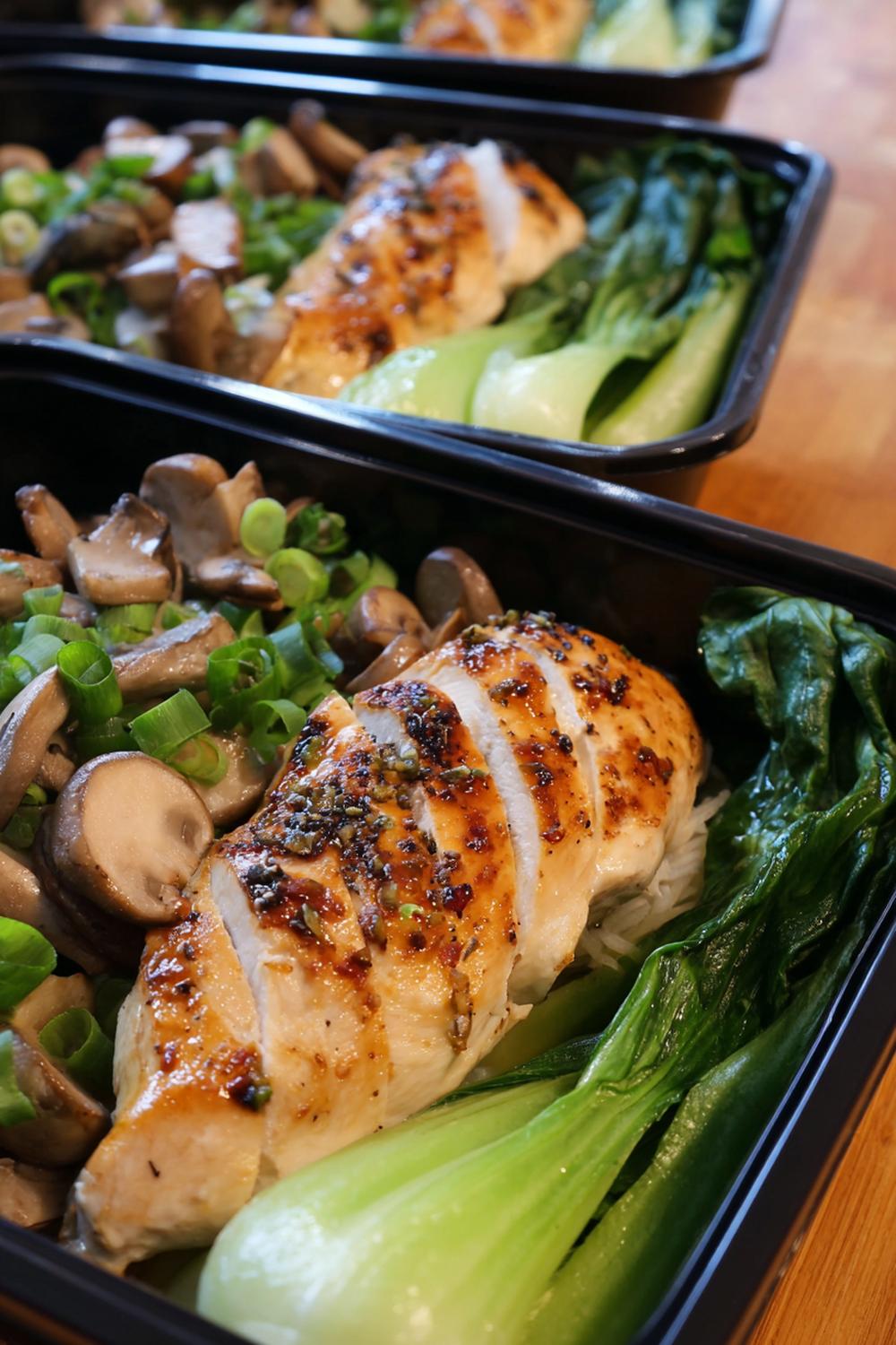 31. Miso Chicken Meal Prep with Bok Choy and Mushroom Medley