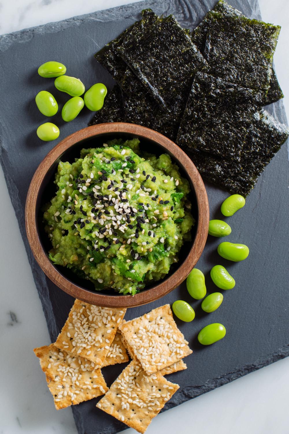 16. Miso Edamame Mash on Seaweed Snacks with Sesame Sparkle Dairy Free Protein Snacks 2026