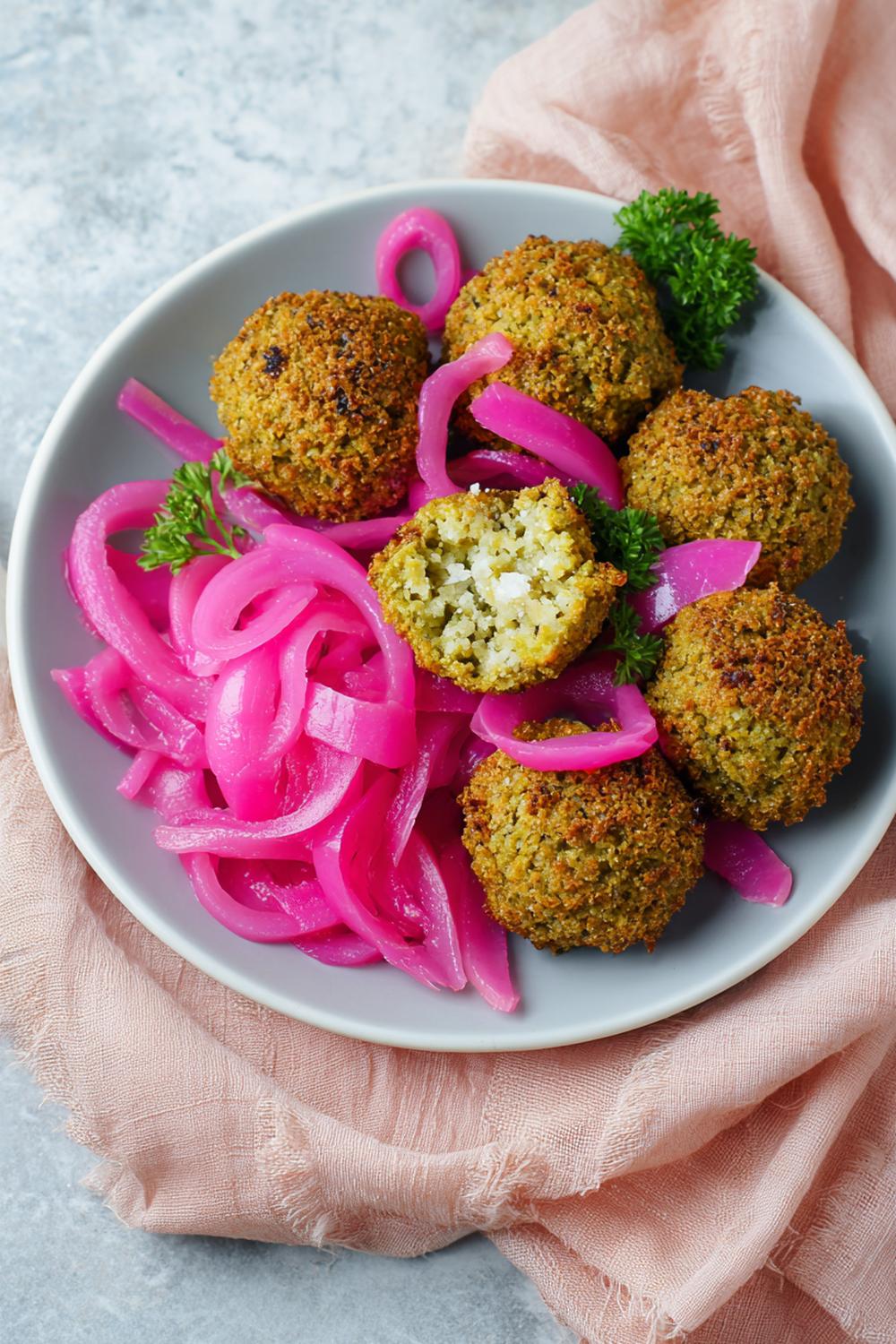 20. Crispy Air-Fried Falafel Balls with Pickled Onion Pop Dairy Free Protein Snacks 2026
