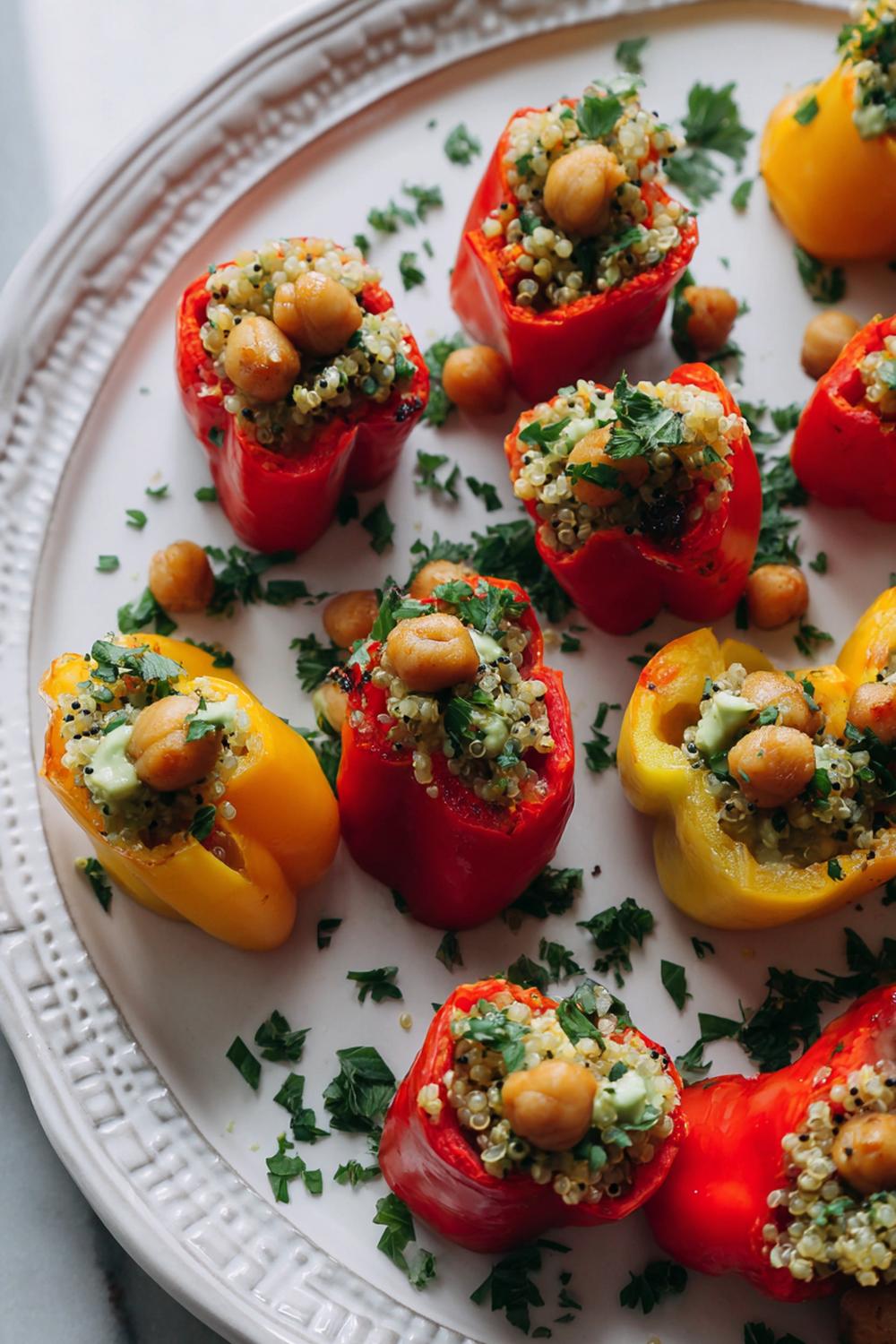 24. Quinoa and Chickpea Stuffed Mini Peppers with Herb Oil Dairy Free Protein Snacks 2026