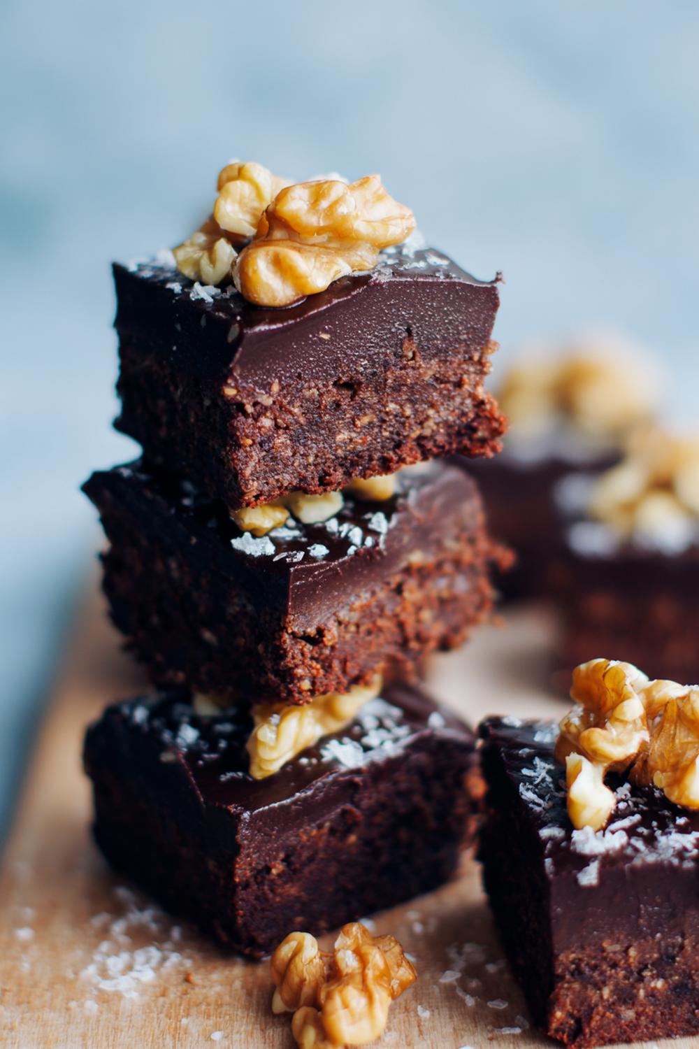 28. Dark Chocolate Chickpea Brownie Squares with Walnut Top Dairy Free Protein Snacks 2026