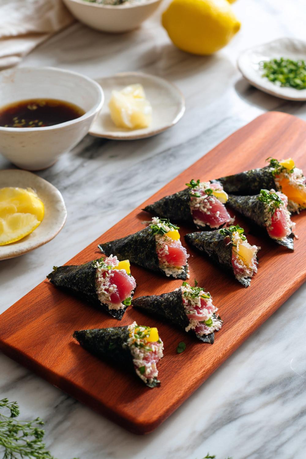 4. Citrus Tuna and Nori Hand-Roll Cones Dairy Free Protein Snacks 2026