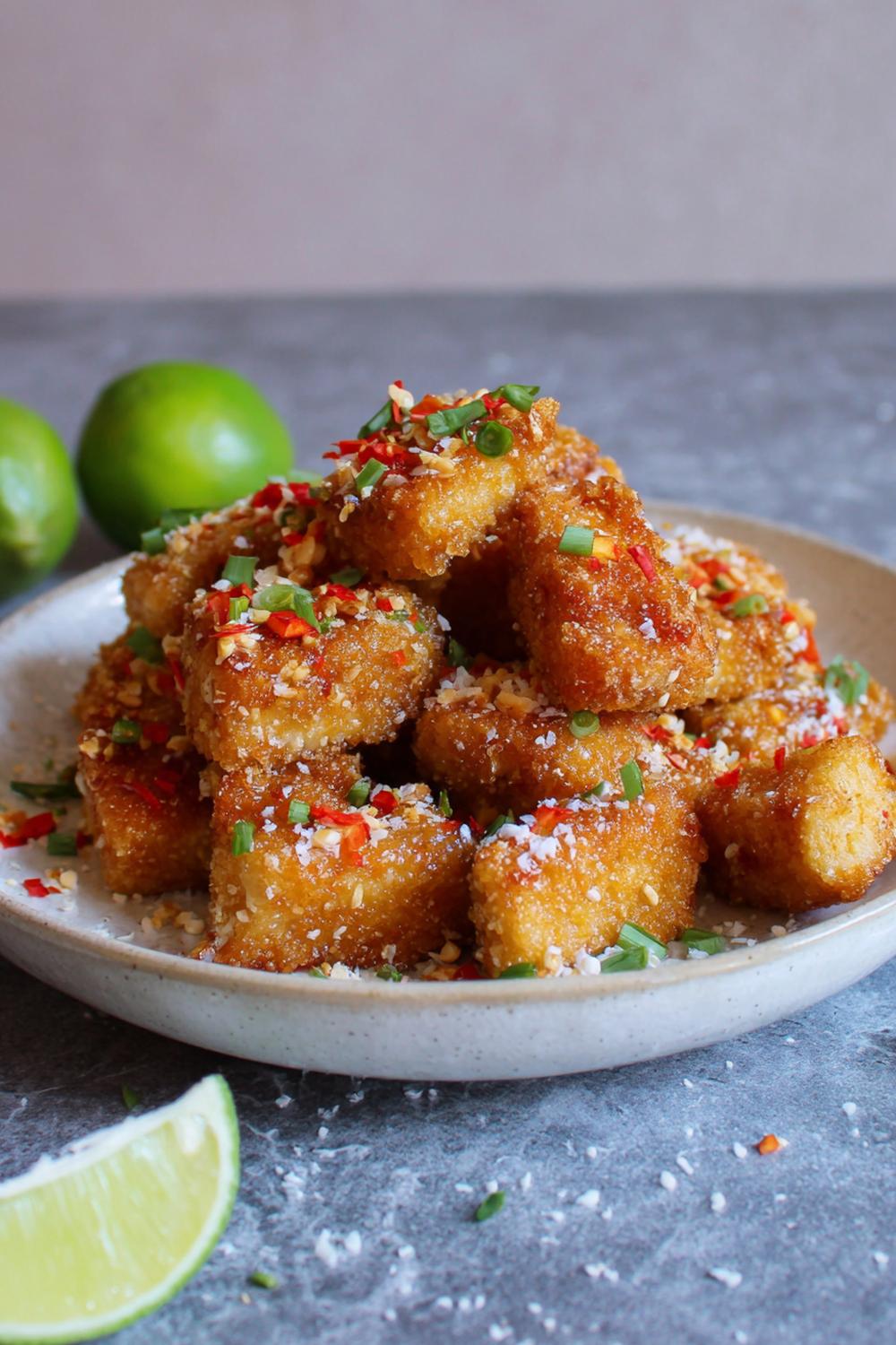 8. Crispy Tofu Nuggets with Chili-Lime Sprinkle Dairy Free Protein Snacks 2026