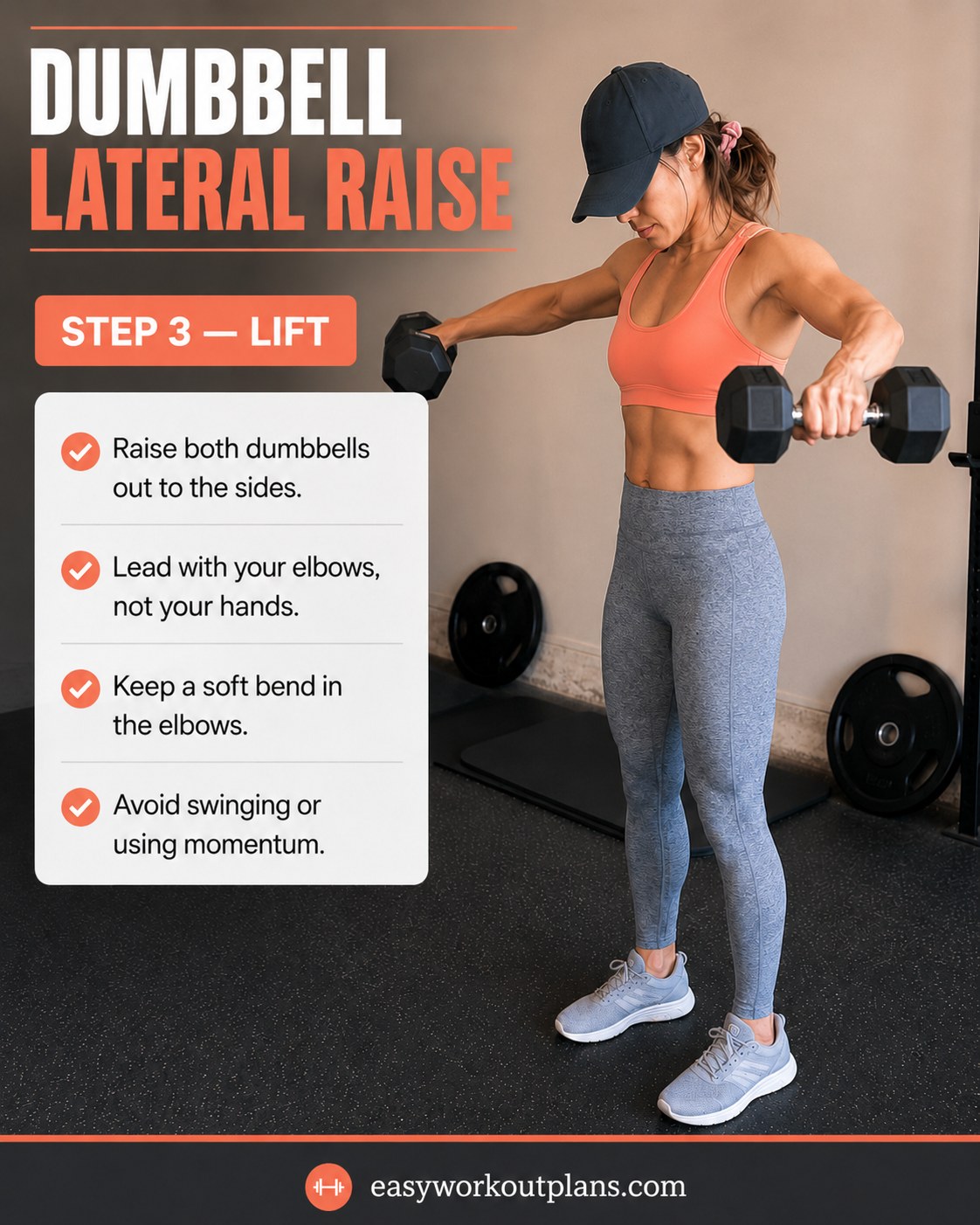Lifting both dumbbells out to the sides, elbows leading in this dumbbell arm workout move