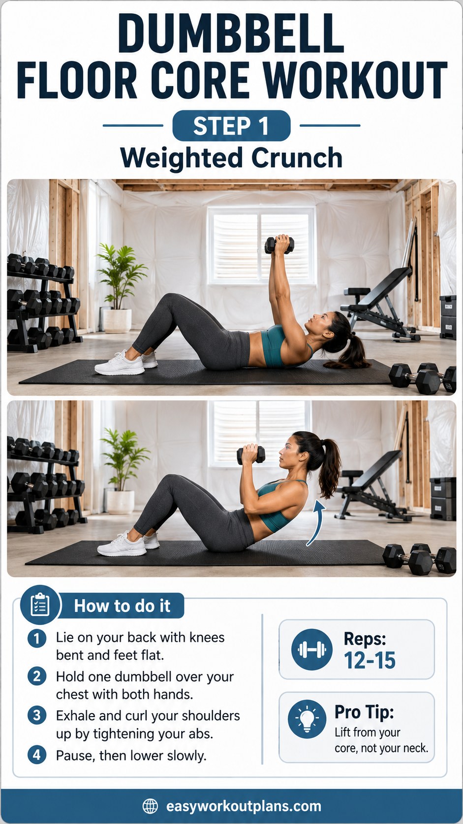 8 Dumbbell Floor Core Exercises For A Workout You'll