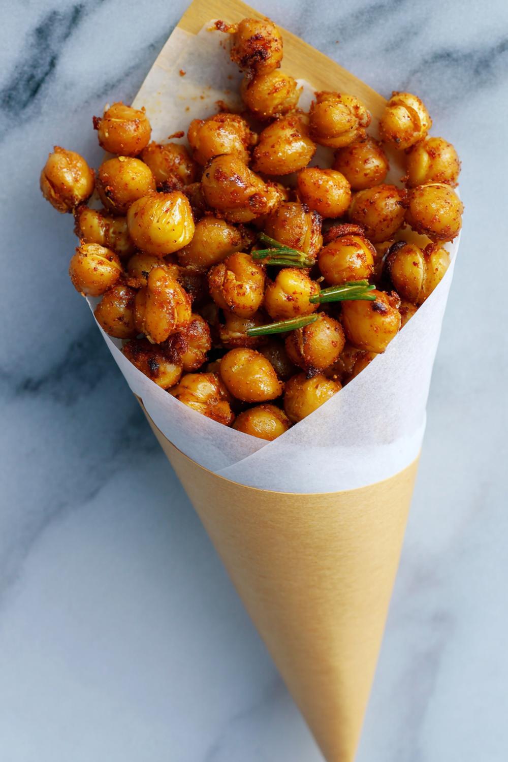 10. Easy Healthy Snacks 2026: Roasted Chickpeas Snack Cone with Smoked Paprika