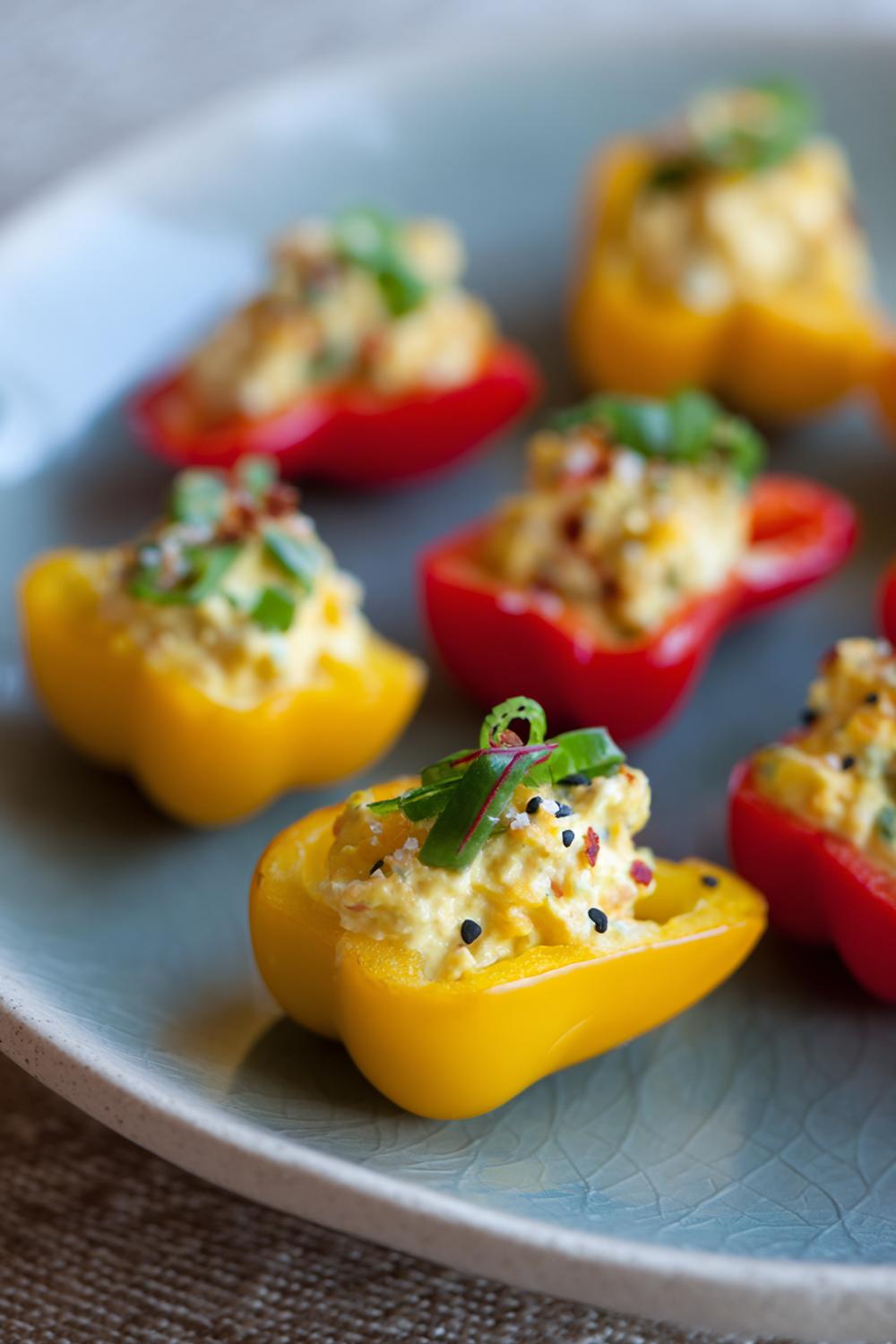 21. Easy Healthy Snacks 2026: Egg Salad Stuffed Mini Peppers with Smoked Salt