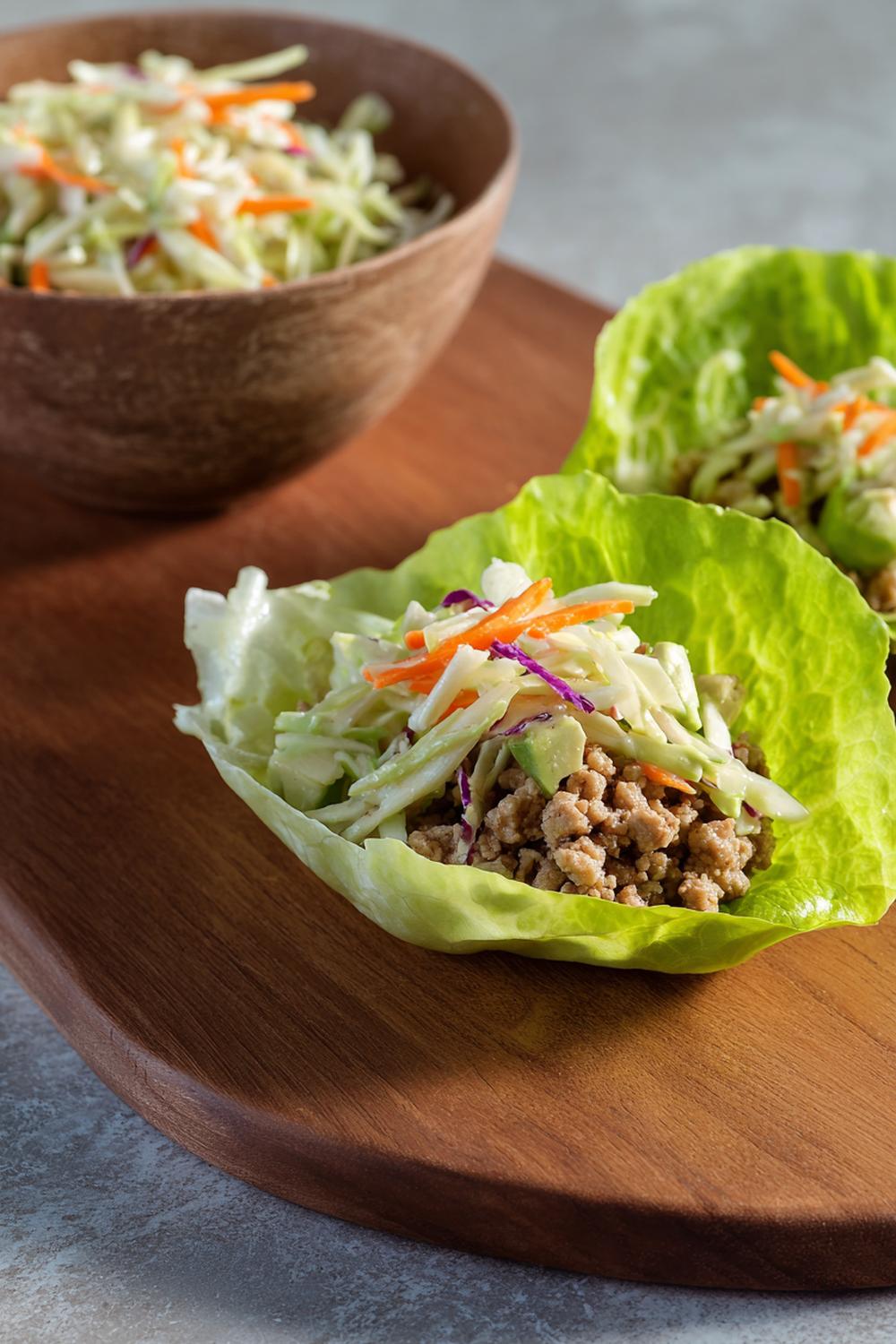8. Easy Healthy Snacks 2026: Turkey and Avocado Lettuce Wraps with Crunchy Slaw