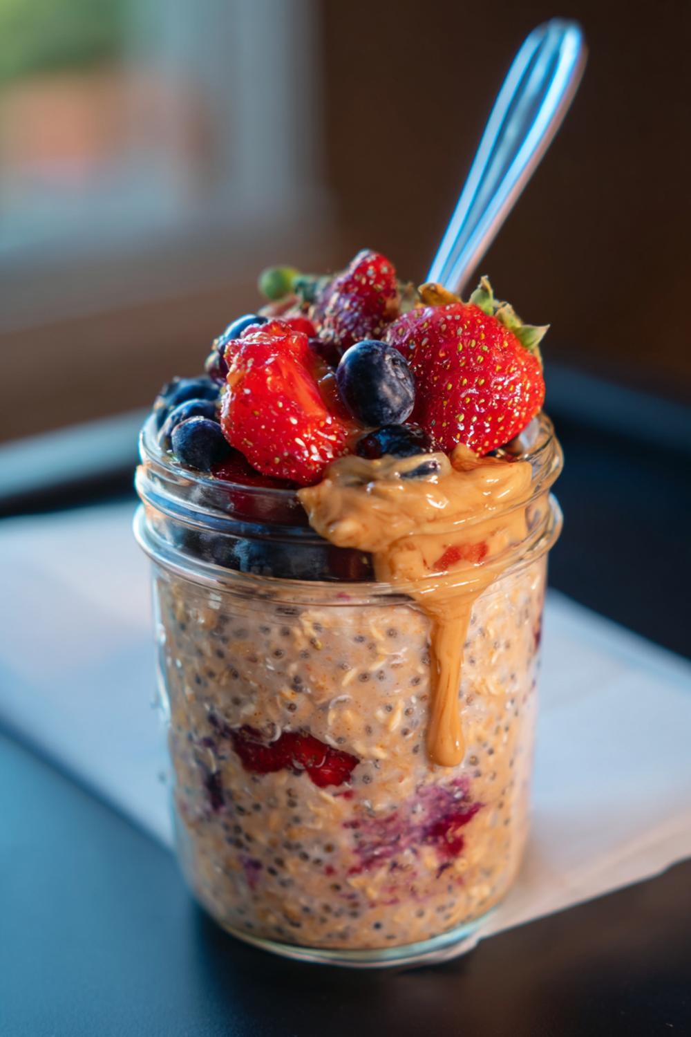 11. Gluten Free Athlete Meals 2026: Overnight Oats Jar with Chia, Berries, and Almond Butter Swirl