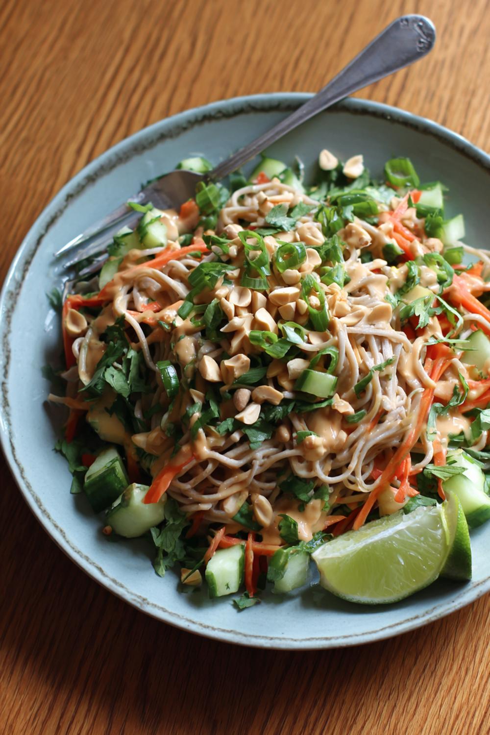 18. Gluten Free Athlete Meals 2026: Soba-Style Rice Noodle Salad with Peanut Lime Dressing