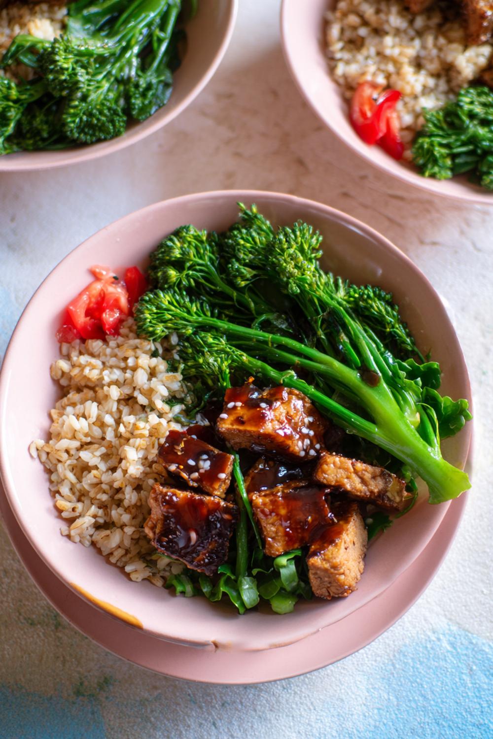 26. Gluten Free Athlete Meals 2026: Tempeh Teriyaki Bowl with Broccolini and Brown Rice
