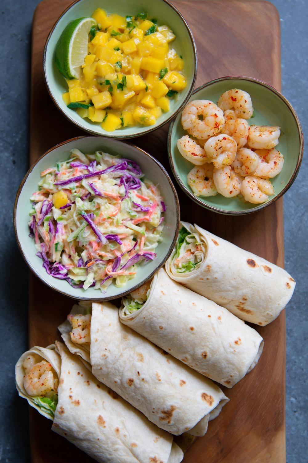 12. Healthy Wraps Meal Prep 2026: Shrimp, Mango Salsa, and Lime Slaw Wraps