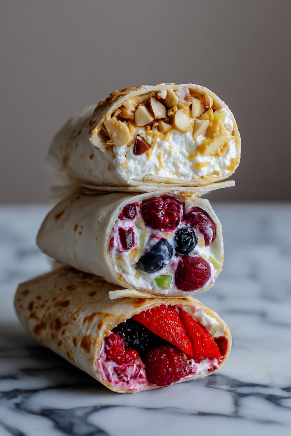 16. Healthy Wraps Meal Prep 2026: Cottage Cheese, Berry, and Almond Butter Dessert Wraps