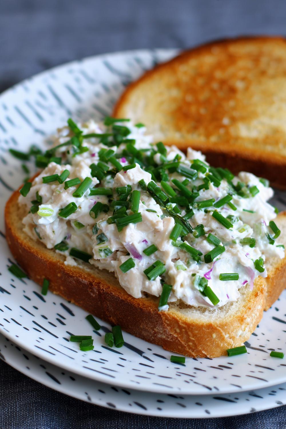 3. Cottage Cheese and Chive High Protein Chicken Salad Toast