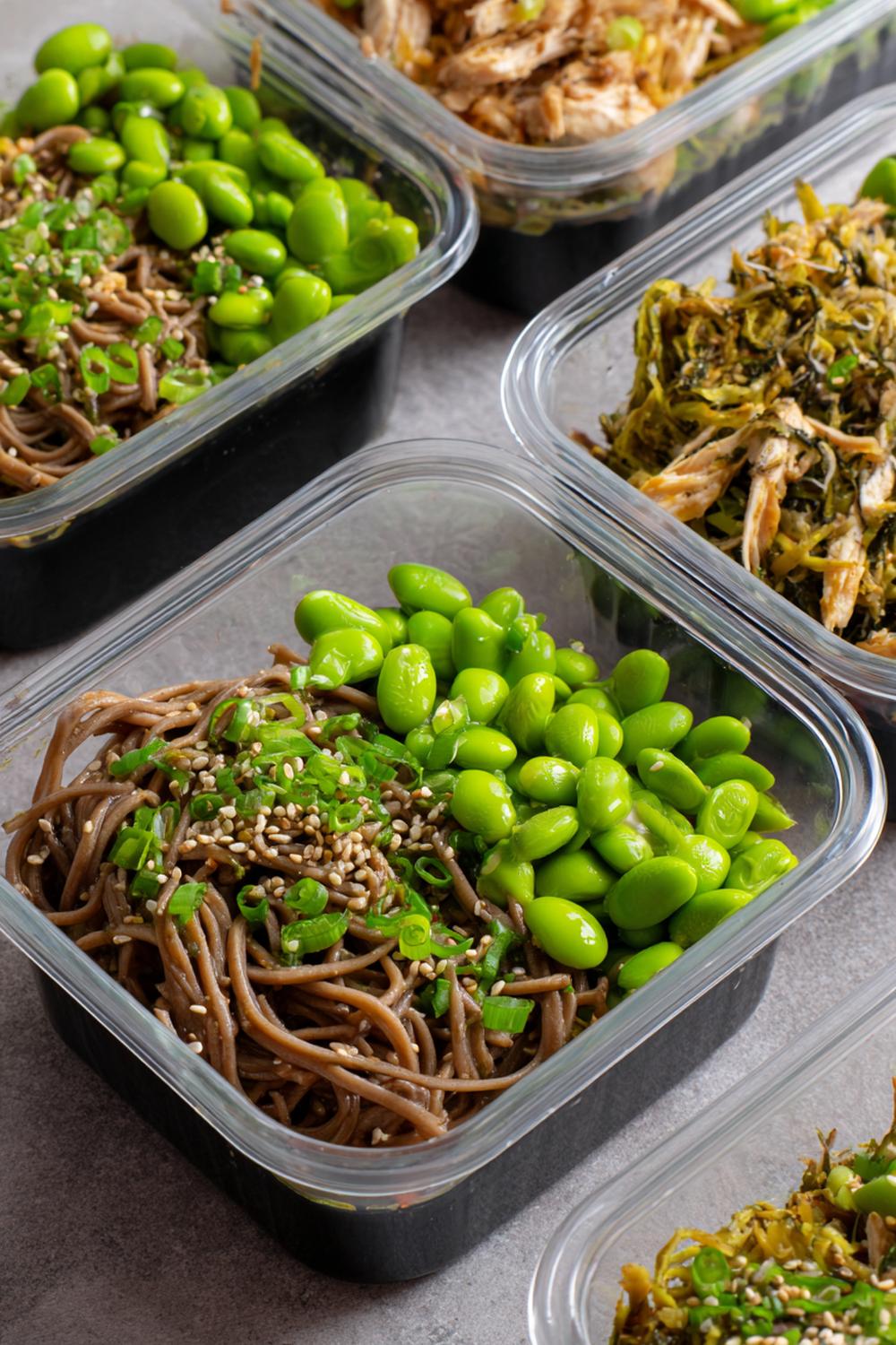 10. High Protein Meal Prep 2026 Edamame Sesame Soba with Chicken Noodle Bowls