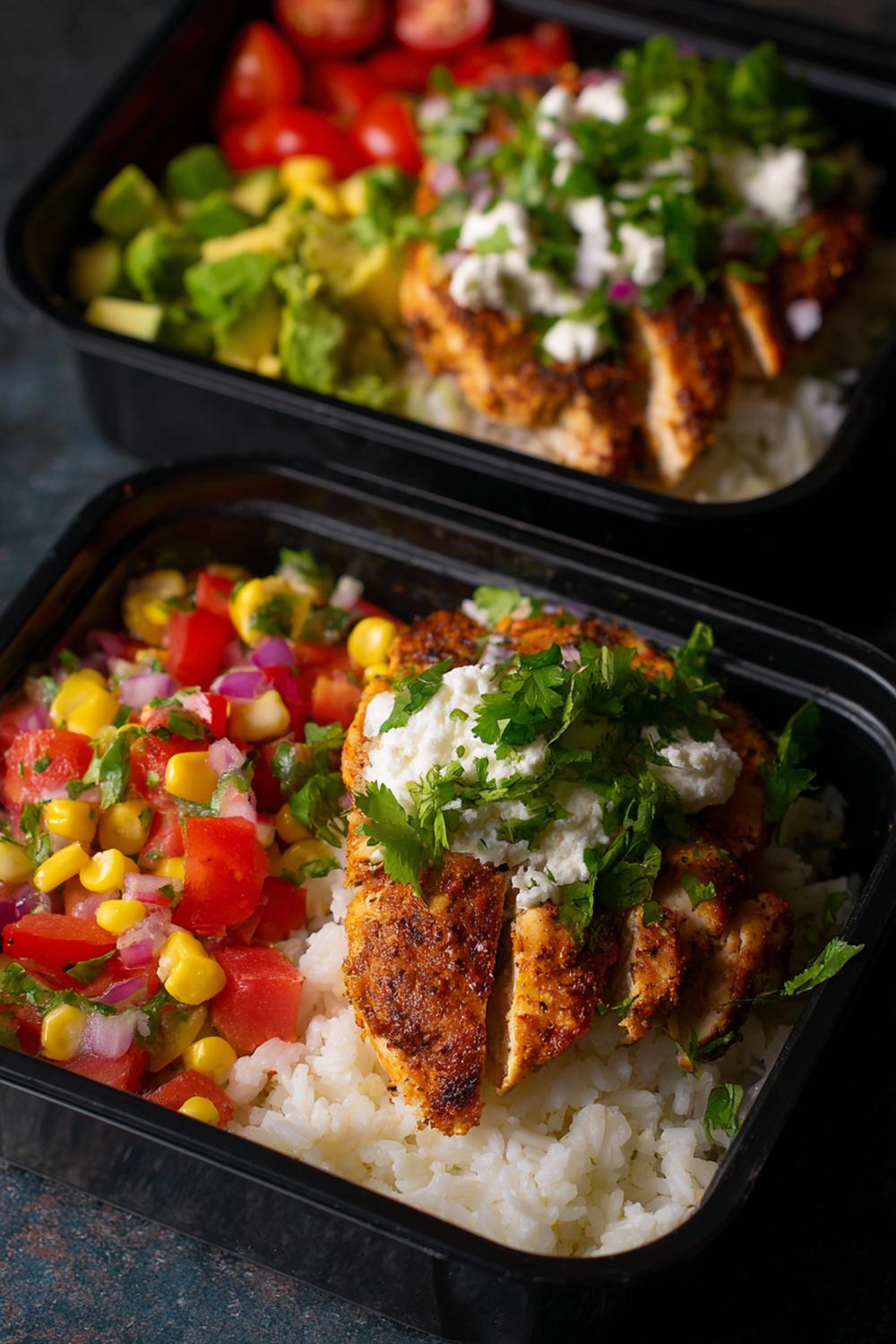 24. High Protein Meal Prep 2026 Blackened Chicken and Corn Salsa Rice Bowls
