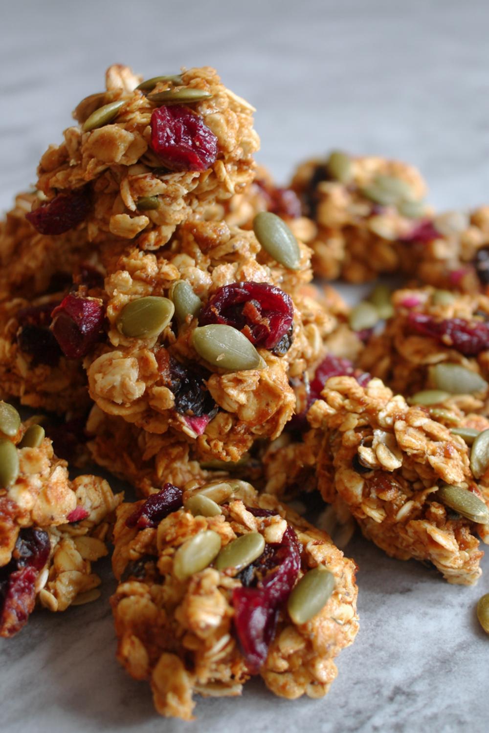22. Protein Granola Snack Clusters with Pumpkin Seeds and Cranberries