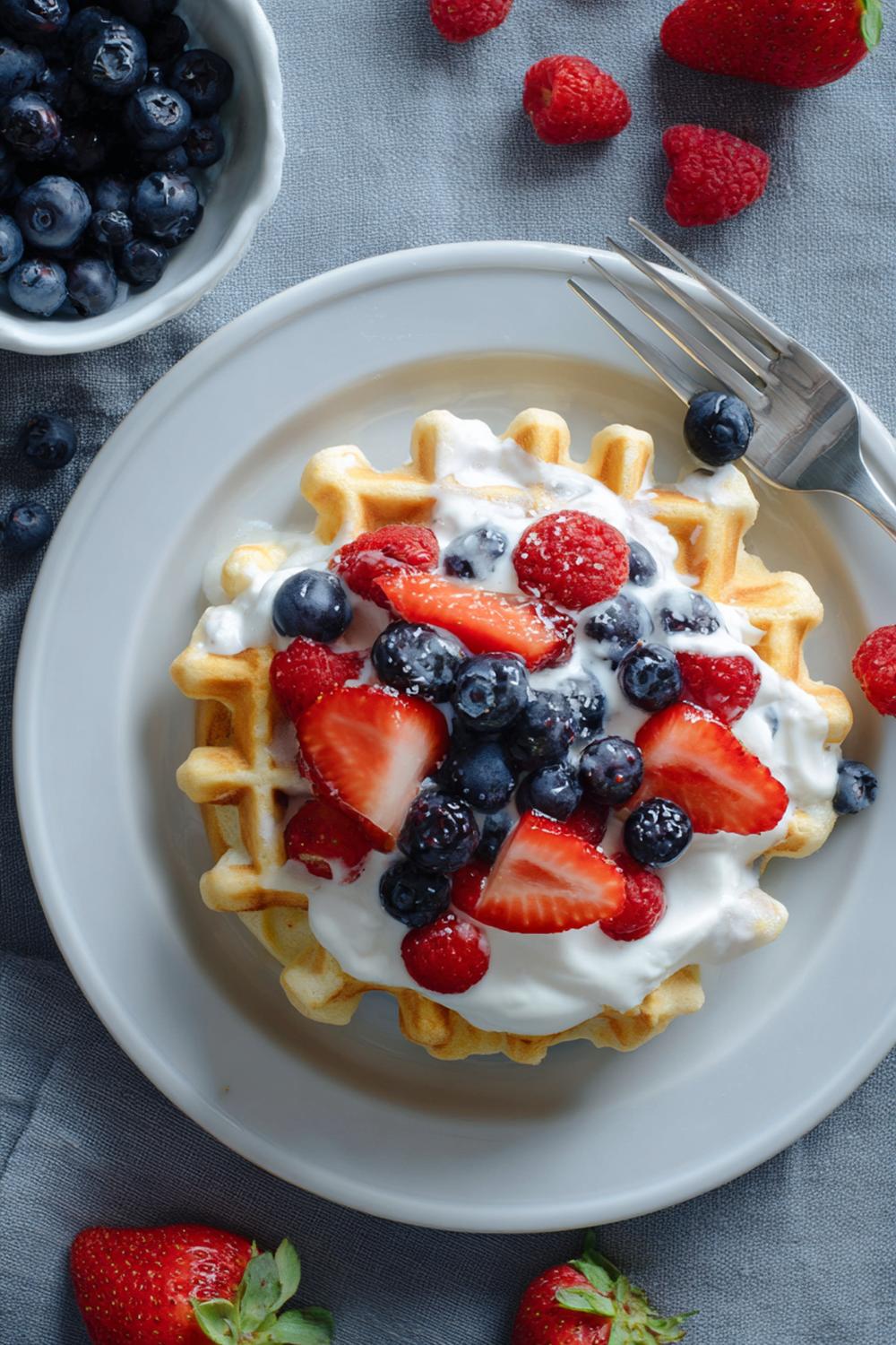 34. Protein Waffle Snack Sandwich with Yogurt Filling and Berries