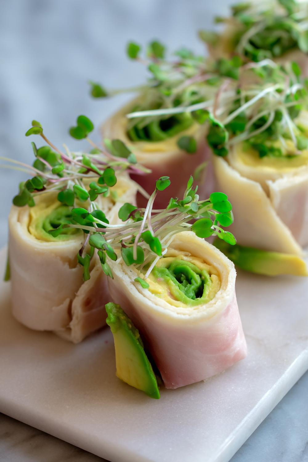 5. Turkey Snack Roll-Ups with Avocado Smear and Microgreens