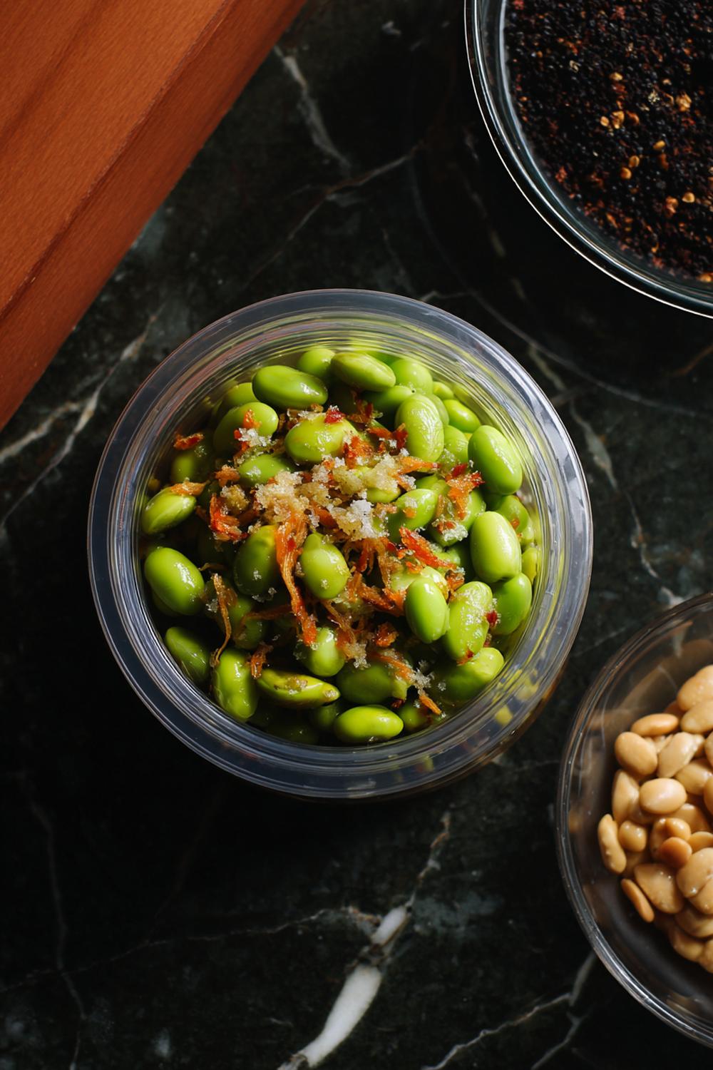 7. Edamame Snack Cup with Sea Salt and Chili Flakes