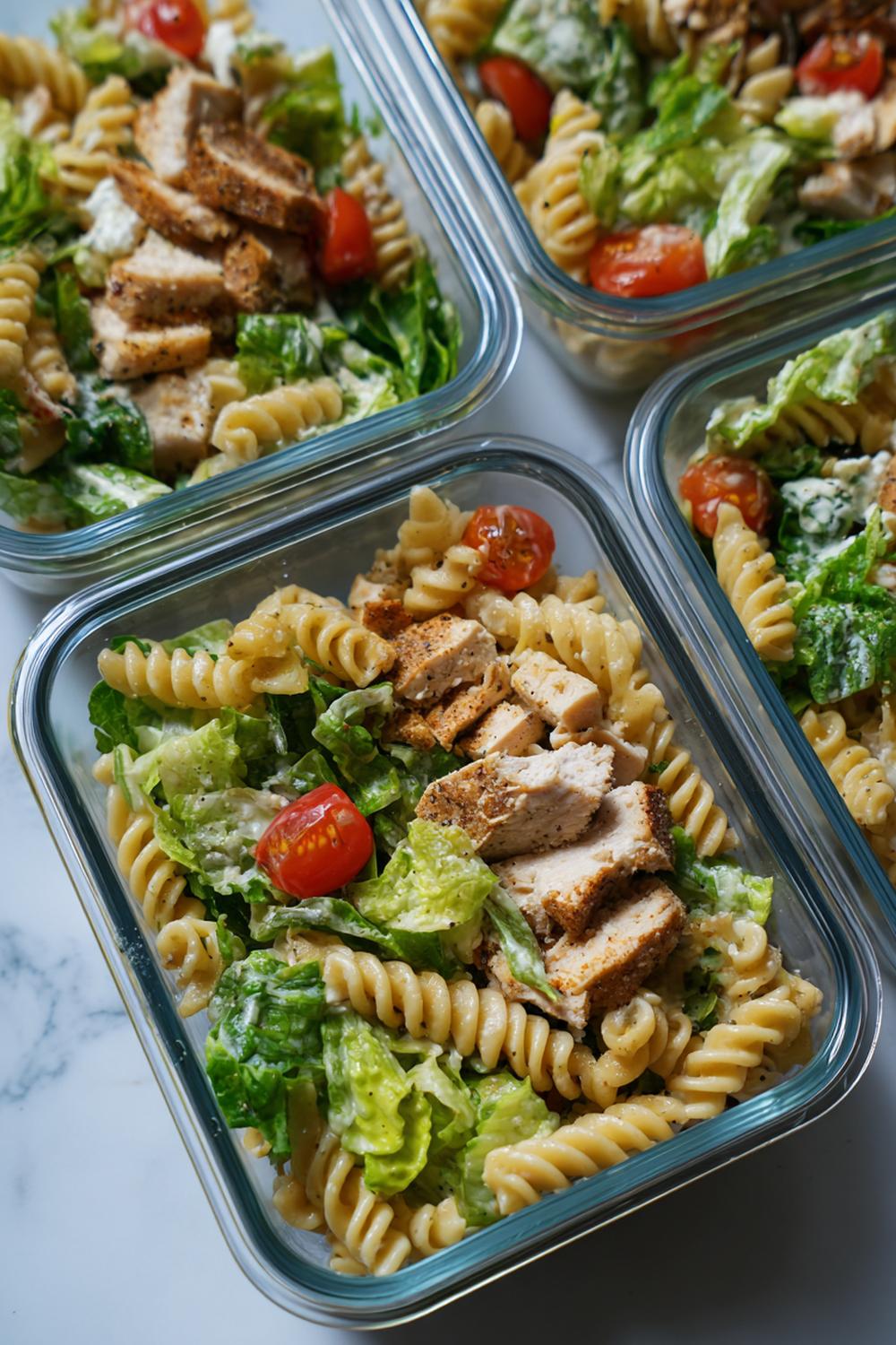 21. Lean Bulking Meal Prep 2026 Chicken Caesar Pasta Salad with Crunchy Romaine