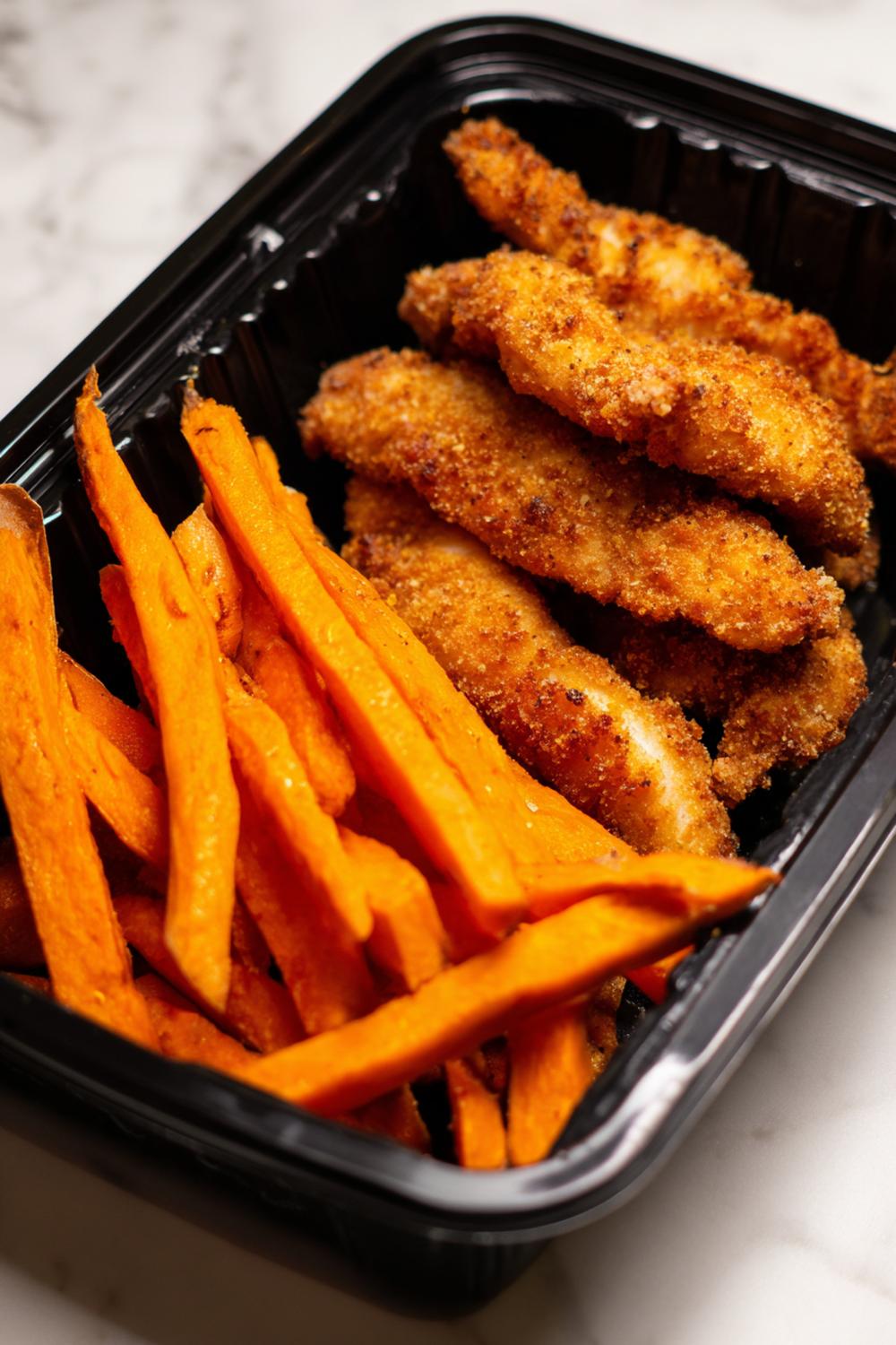 22. Lean Bulking Meal Prep 2026 Air-Fryer Chicken Tenders with Sweet Potato Fries