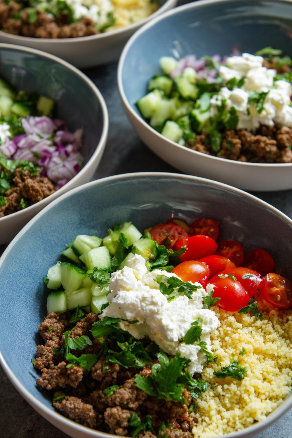 23. Lean Bulking Meal Prep 2026 Mediterranean Ground Lamb Bowls with Couscous