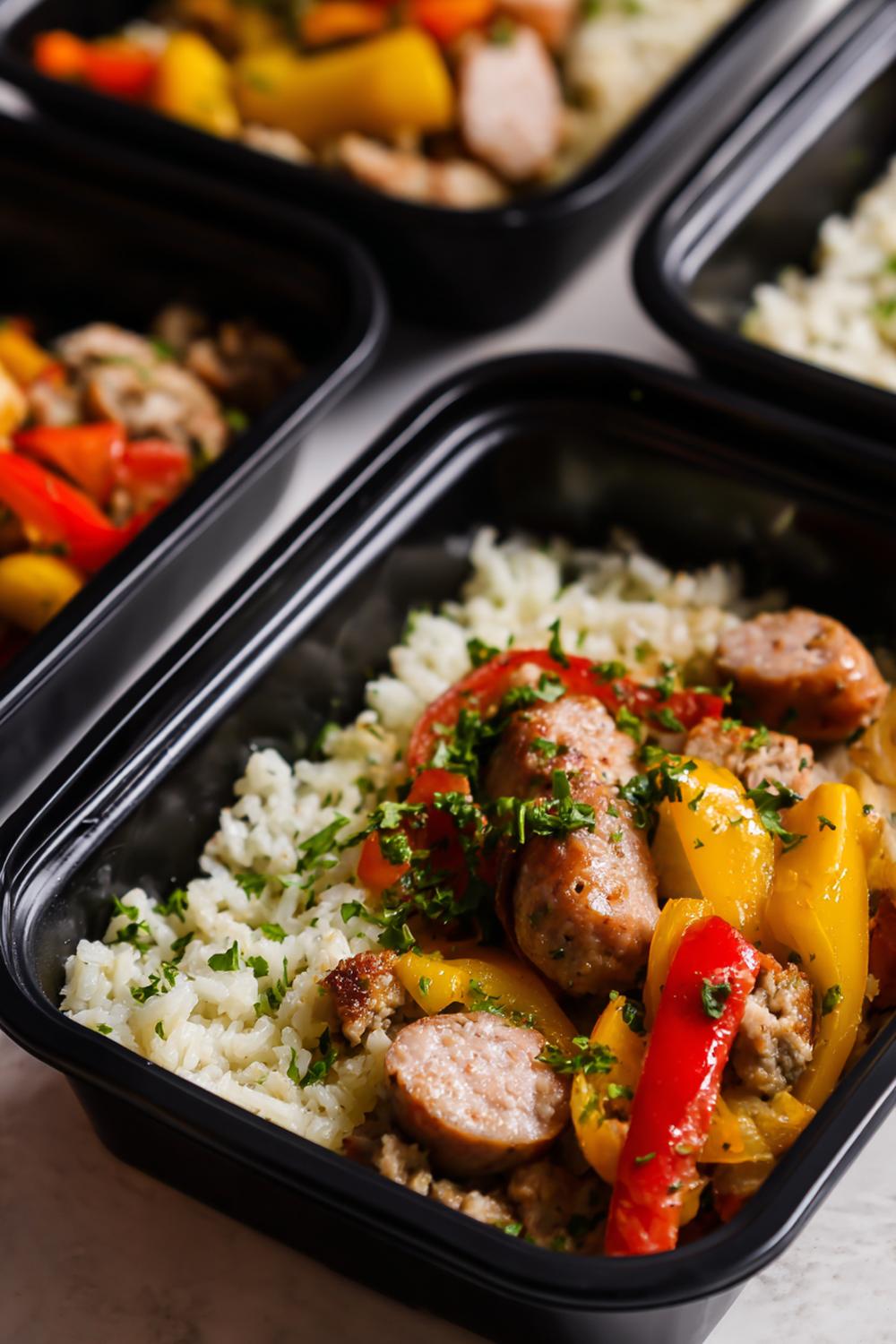 26. Lean Bulking Meal Prep 2026 Sheet-Pan Chicken Sausage with Peppers and Rice