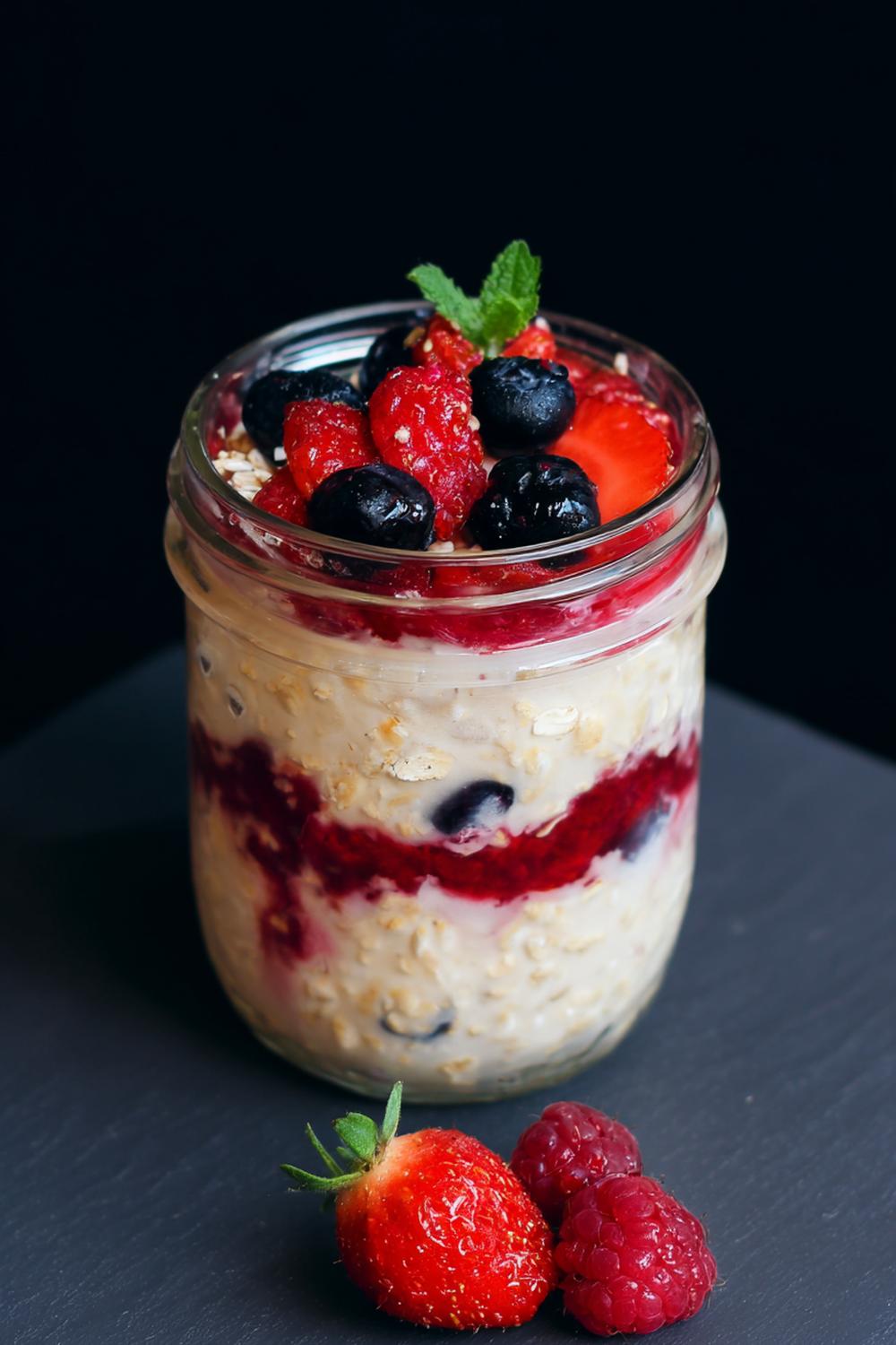 8. Lean Bulking Meal Prep 2026 Overnight Oats with Whey and Berry Layers