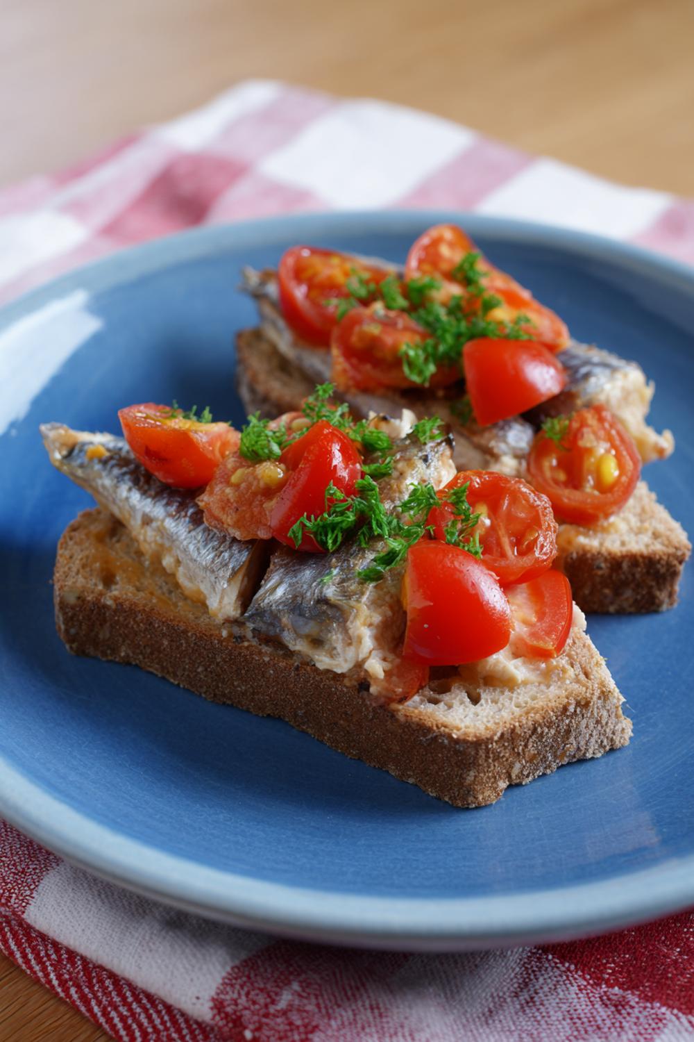 19. Sardine and Tomato Rye Toast Protein Meal