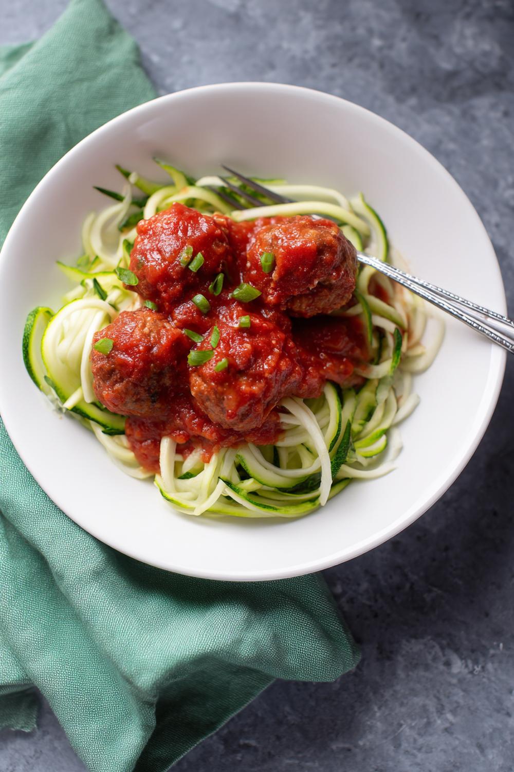 22. Turkey Meatballs and Zesty Marinara Zoodle Protein Meal