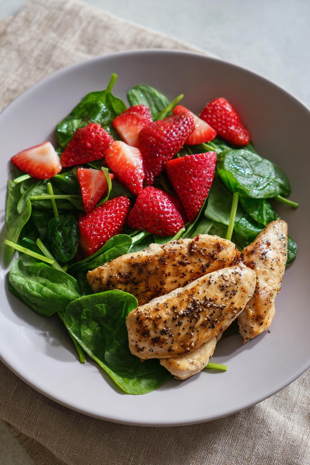 26. Chicken and Strawberry Balsamic Spinach Protein Meal