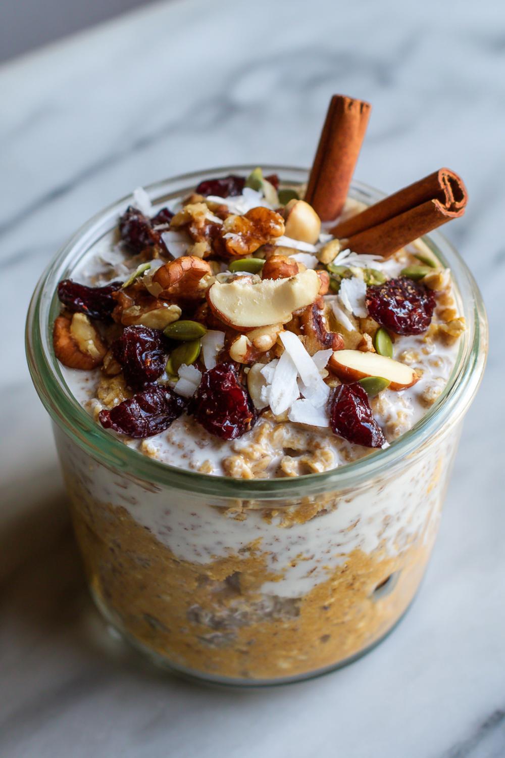 29. Turkey and Pumpkin Spice Overnight Oats Protein Meal