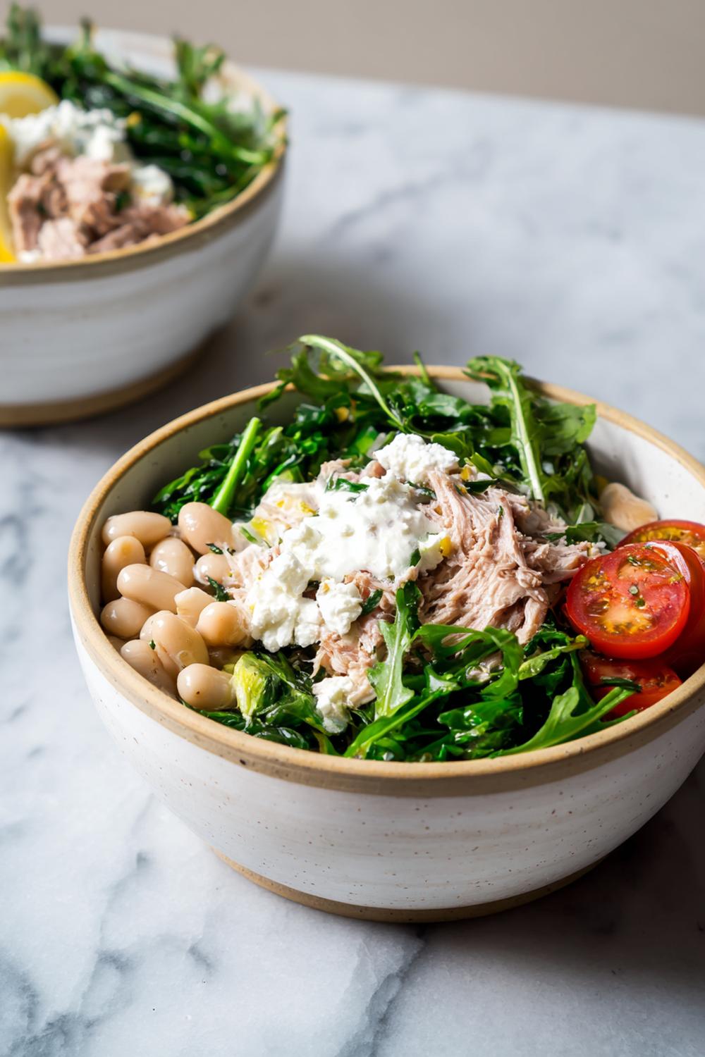 8. Tuna and White Bean Arugula Bowl Protein Meal