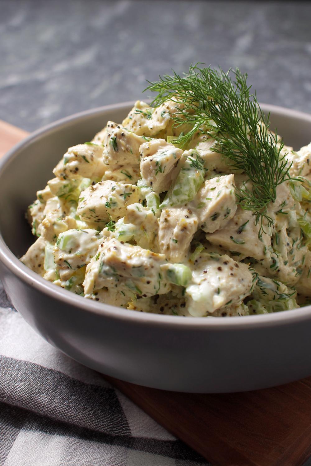 2. Deli-Style Low-Carb Carnivore Inspired Chicken Salad with Celery Crunch and Mayo Swirl