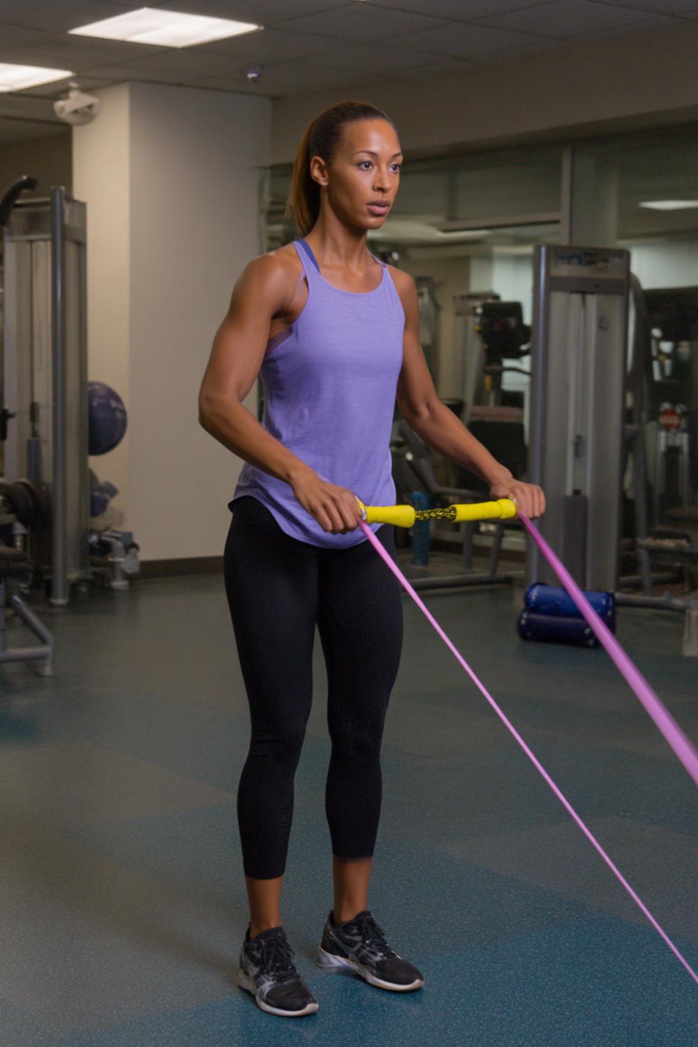 11. Resistance-Tube Low Impact Weight Loss Workout Row-and-March Cardio Strength
