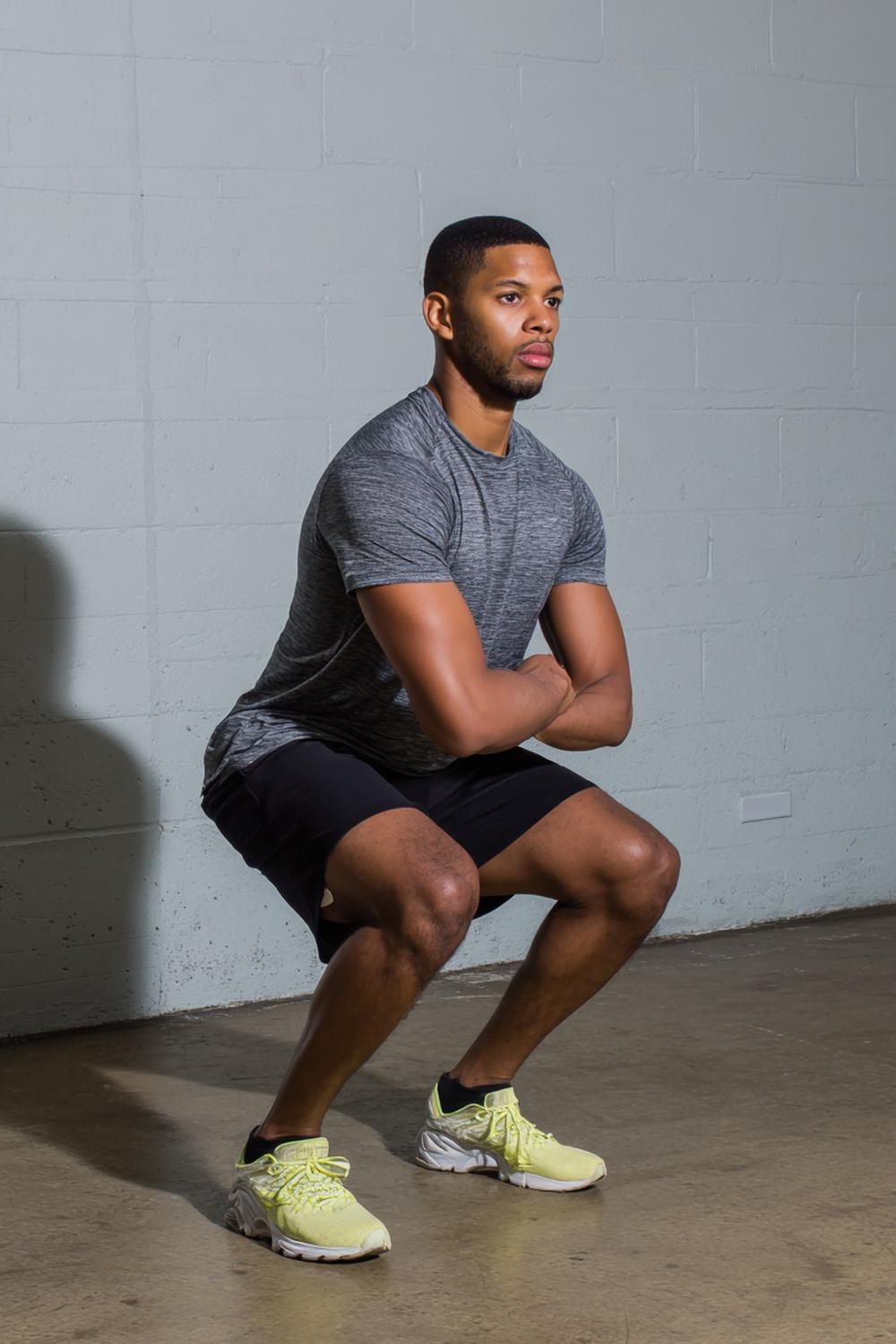 18. Low Impact Weight Loss Workout Wall-Sit Hold with Calf Raise Finisher