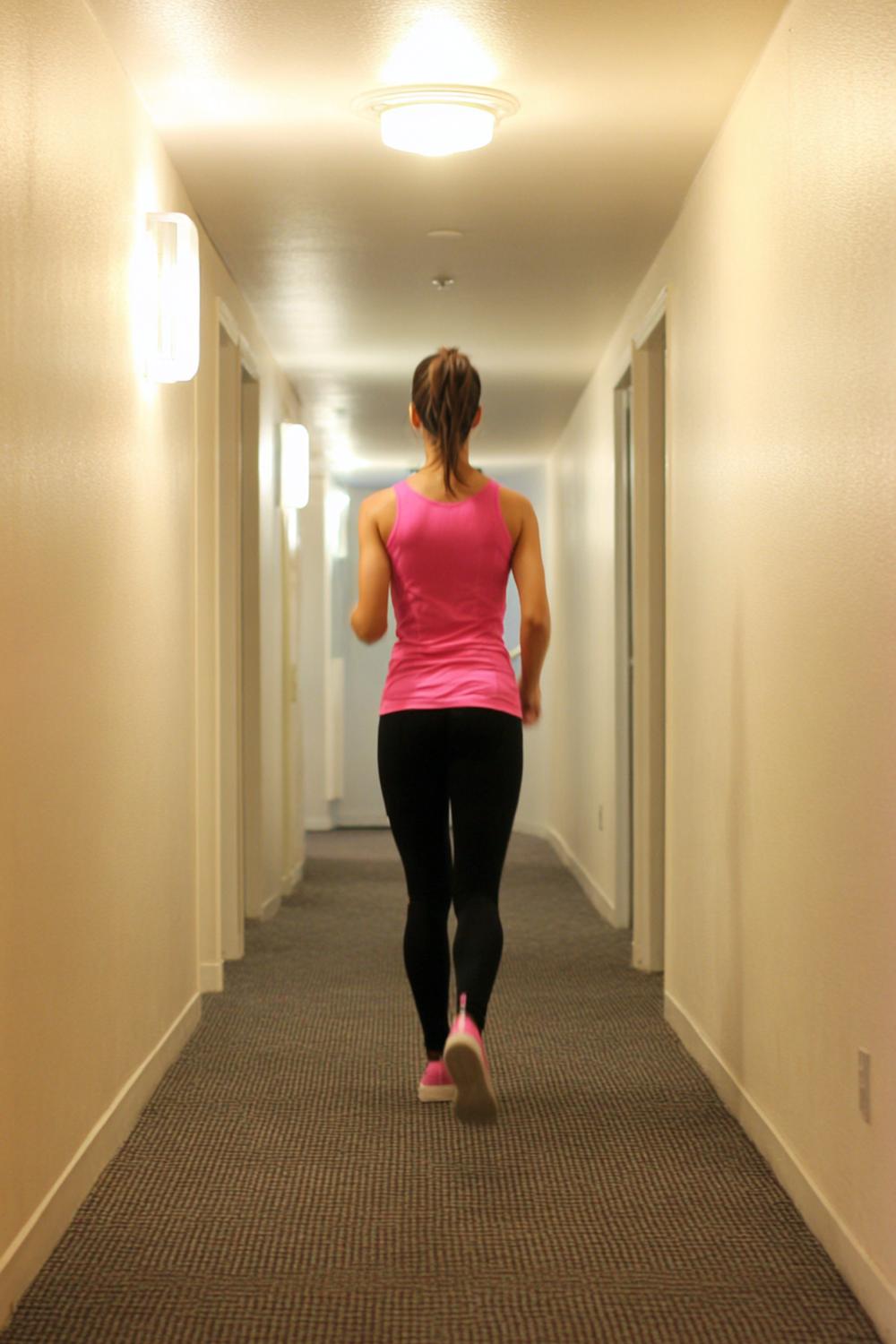 2. Hallway Low Impact Weight Loss Workout Power-Walk Intervals with Posture Cues