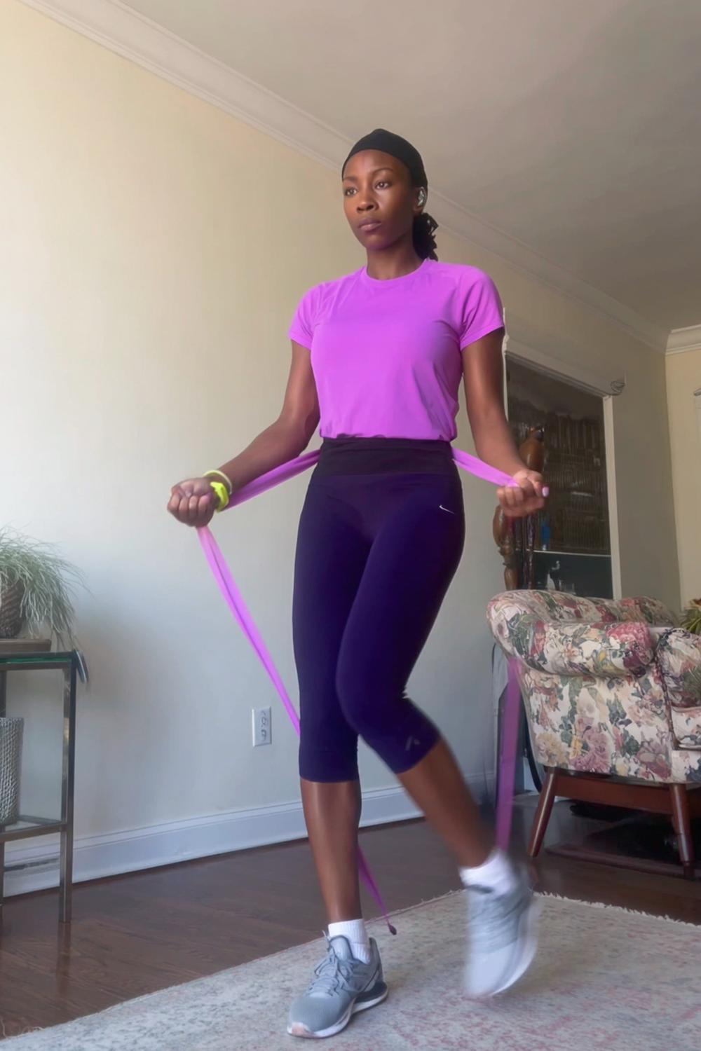 4. Small-Loop Band Low Impact Weight Loss Workout Glute Walk + Punch Combo