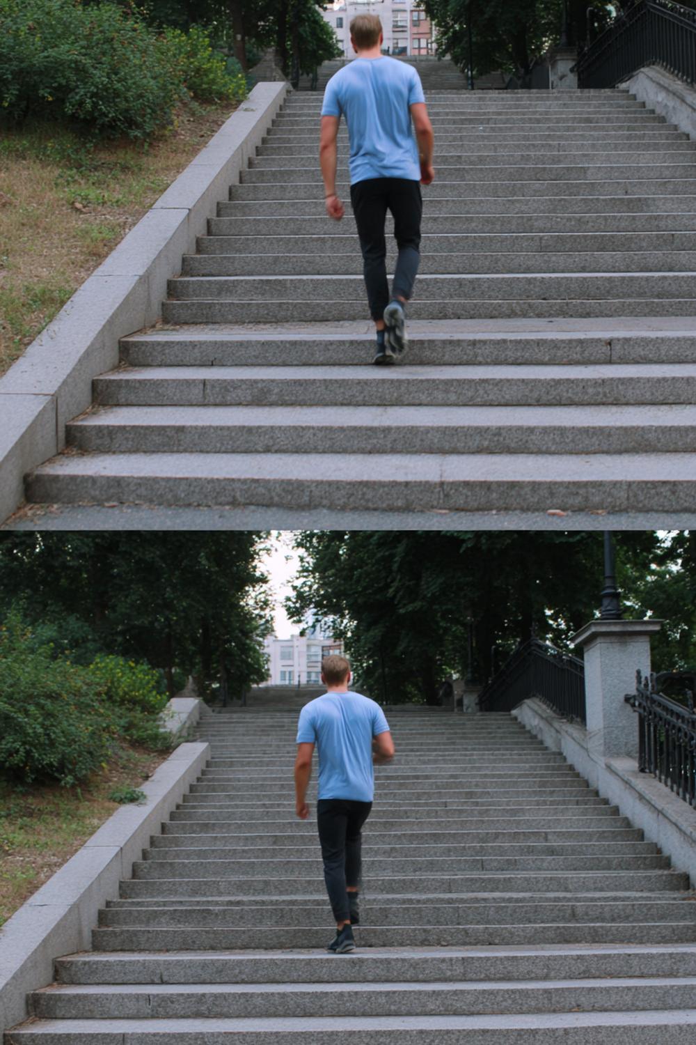 7. Staircase Low Impact Weight Loss Workout Up-Down Walks with Side Rail Support