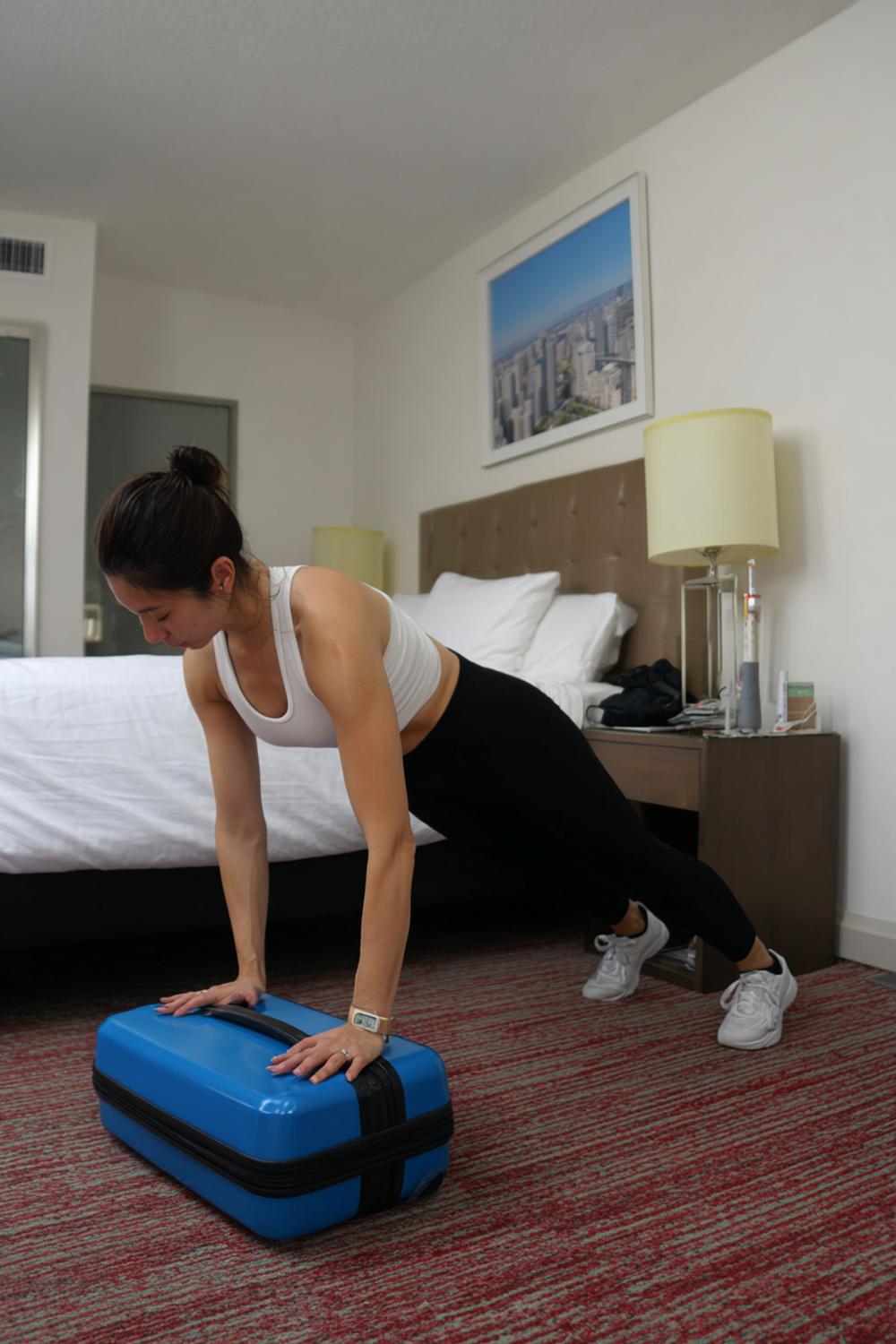 8. No Equipment Weight Loss Workout Travel Hotel-Room Flow With Suitcase-Free Core Work