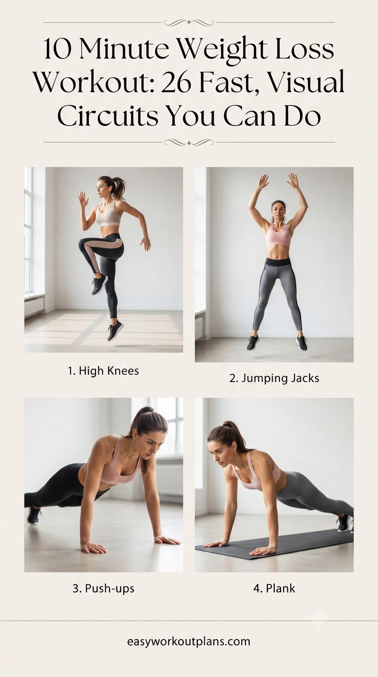 10 Minute Weight Loss Workout: 26 Fast, Visual Circuits You Can Do Anywhere